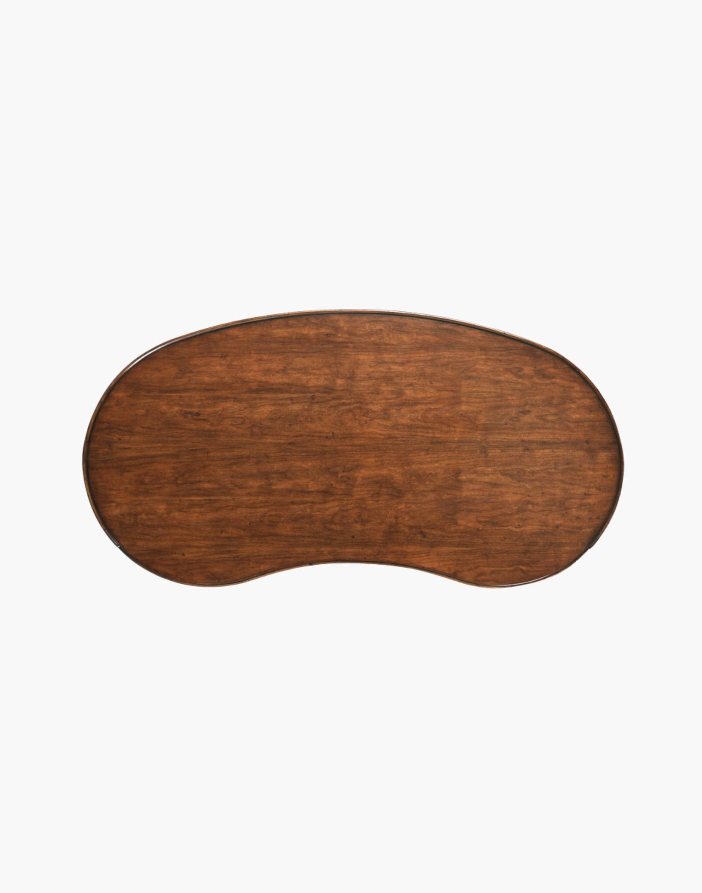 Kidney desk with cherry veneer top and five tapered legs.
