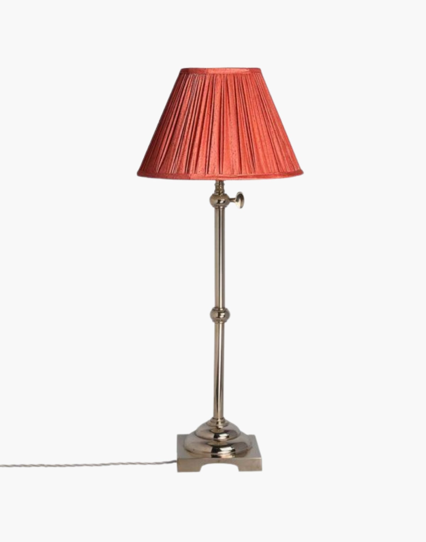 Pullman Lamp in solid brass, inspired by 1930s–1940s Pullman railway dining cars. Adjustable height with customizable finishes and shade options. Elegant and timeless design.