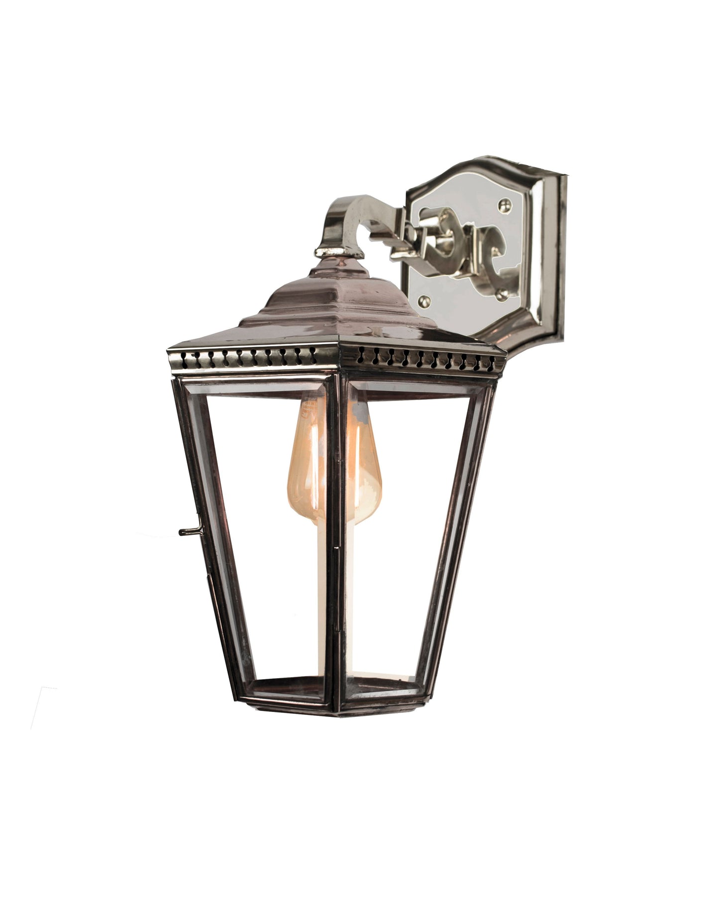 outdoor wall lantern crafted from solid brass and copper with beveled glass