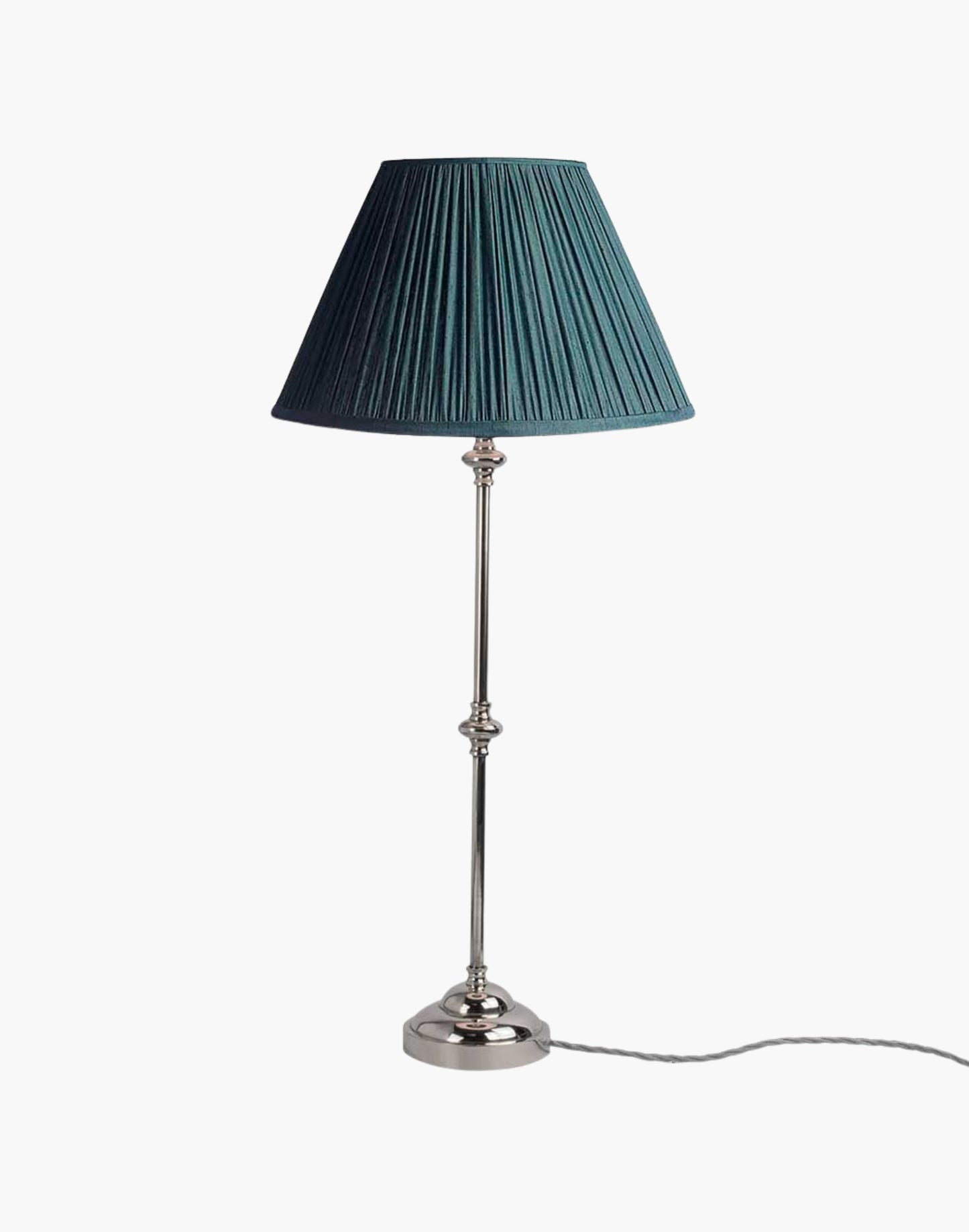 Solid brass table lamp with narrow profile, classic period console lamp available with or without shade.