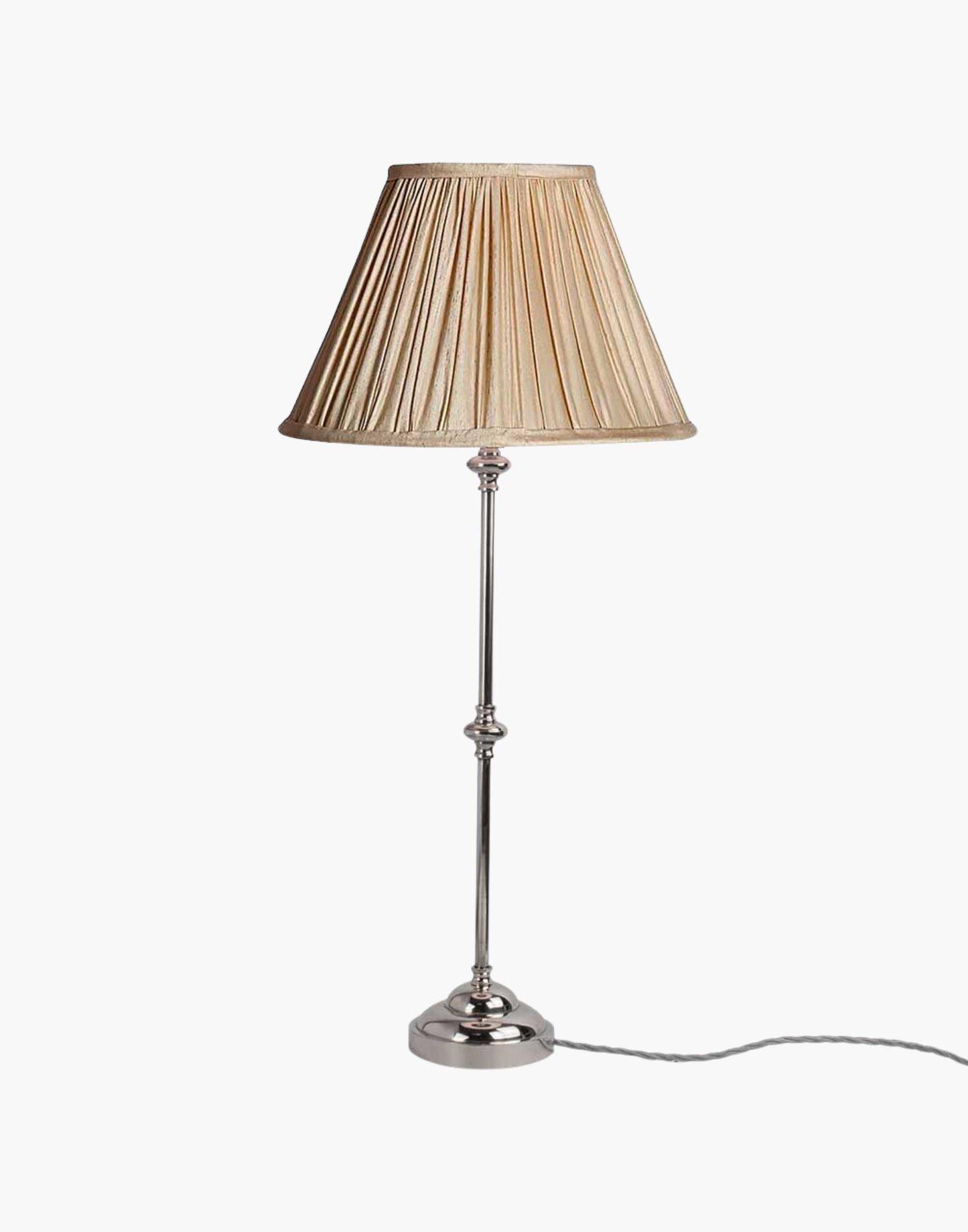 Solid brass table lamp with narrow profile, classic period console lamp available with or without shade.