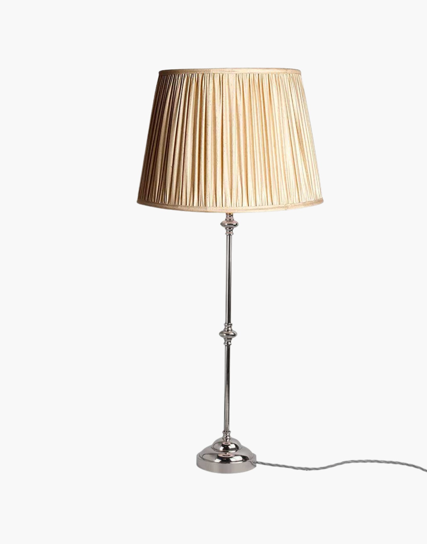 Solid brass table lamp with narrow profile, classic period console lamp available with or without shade.