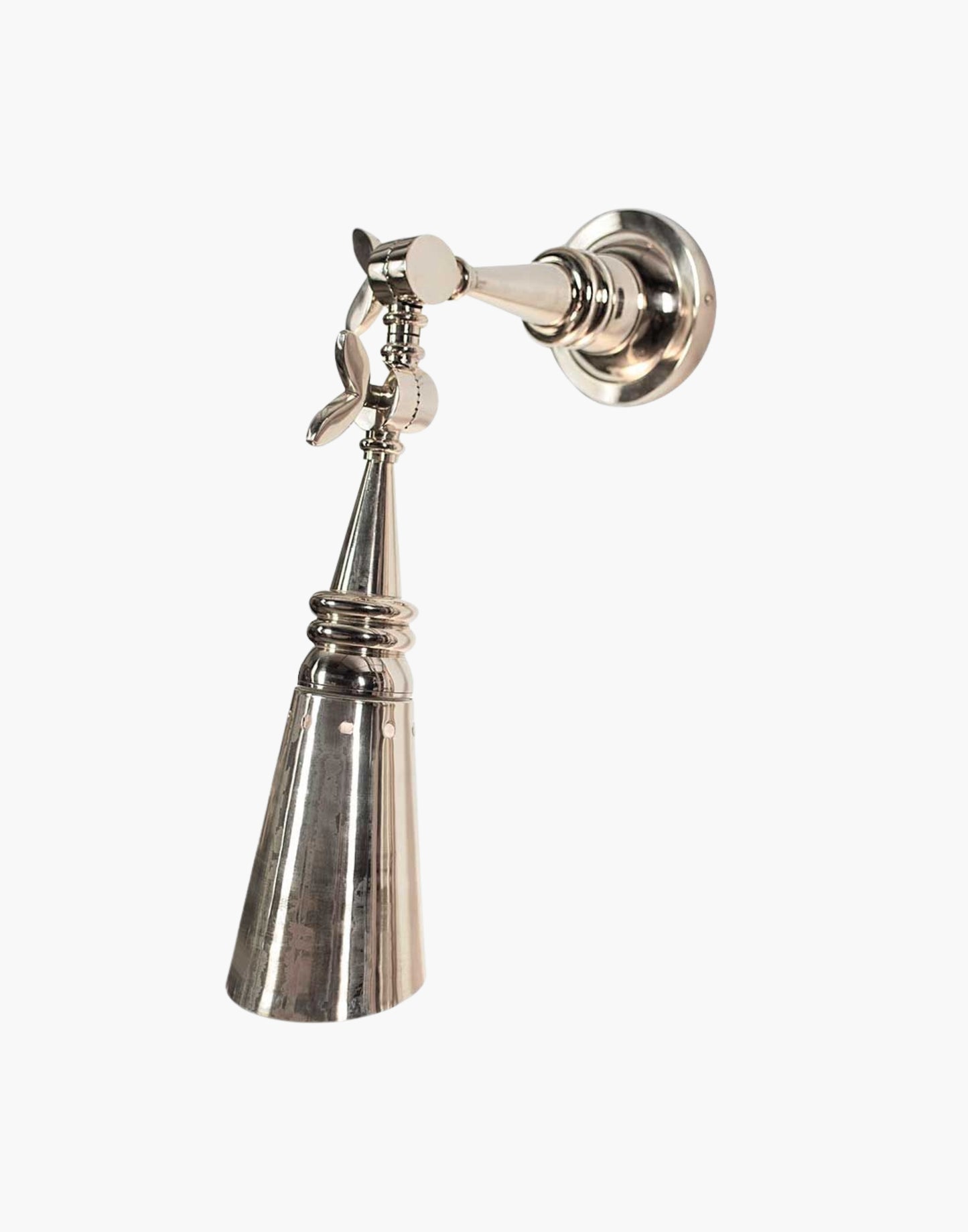 teamer Wall Light in heavy machined brass, inspired by SS Columbus ocean liner (c.1926). Adjustable 200-degree movement, ideal for bedside or reading use. Available in multiple finishes with optional push switch.