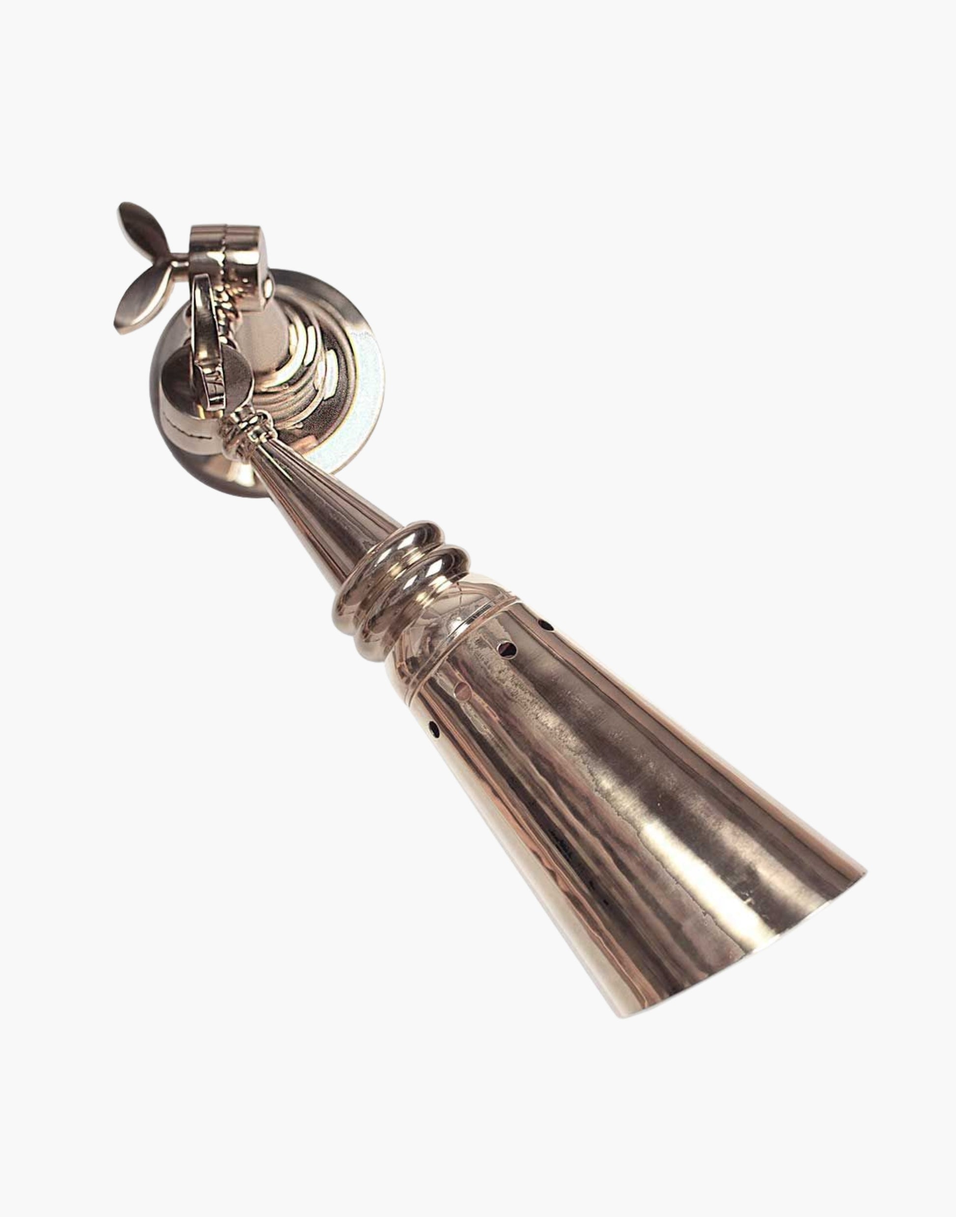 teamer Wall Light in heavy machined brass, inspired by SS Columbus ocean liner (c.1926). Adjustable 200-degree movement, ideal for bedside or reading use. Available in multiple finishes with optional push switch.