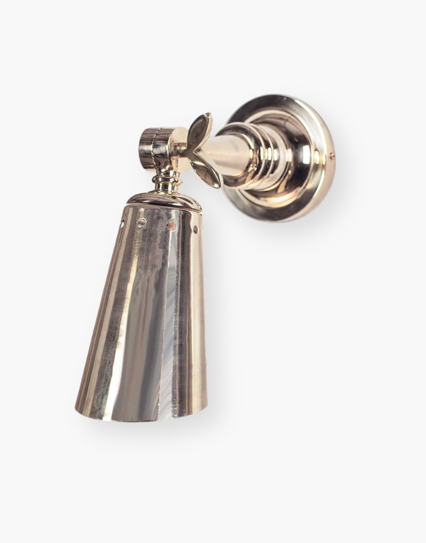 Wall Light in heavy machined brass with adjustable banjo joint, Art Deco nautical bedside reading light.