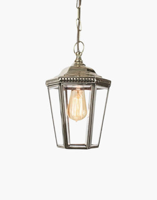 Windsor Hanging Lantern in solid brass with beveled glass and pierced fretwork, ideal for smaller period homes. Available in flush and wall variations for a matching outdoor lighting scheme.