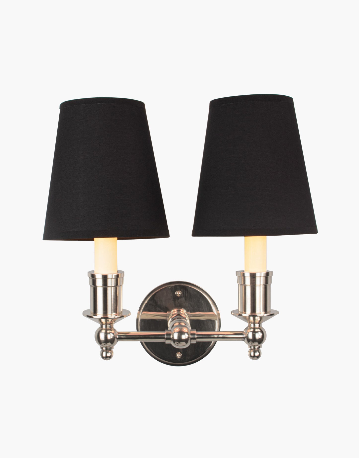 Wall Sconce Twin solid brass wall sconce with optional D6 or D6G shades