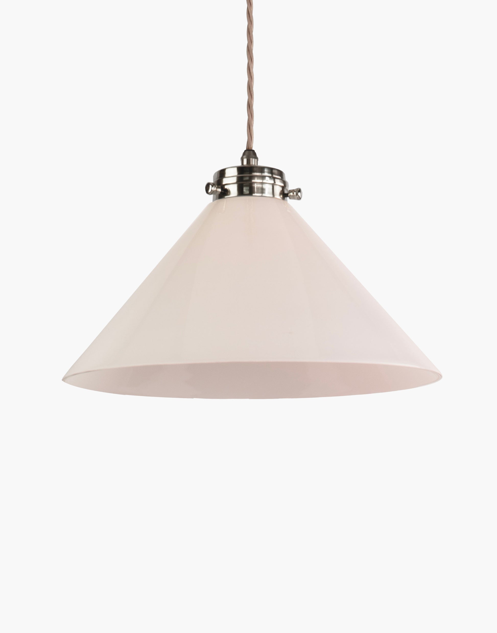 Brass pendant light with adjustable height and silk flex, classic transitional design for interior spaces