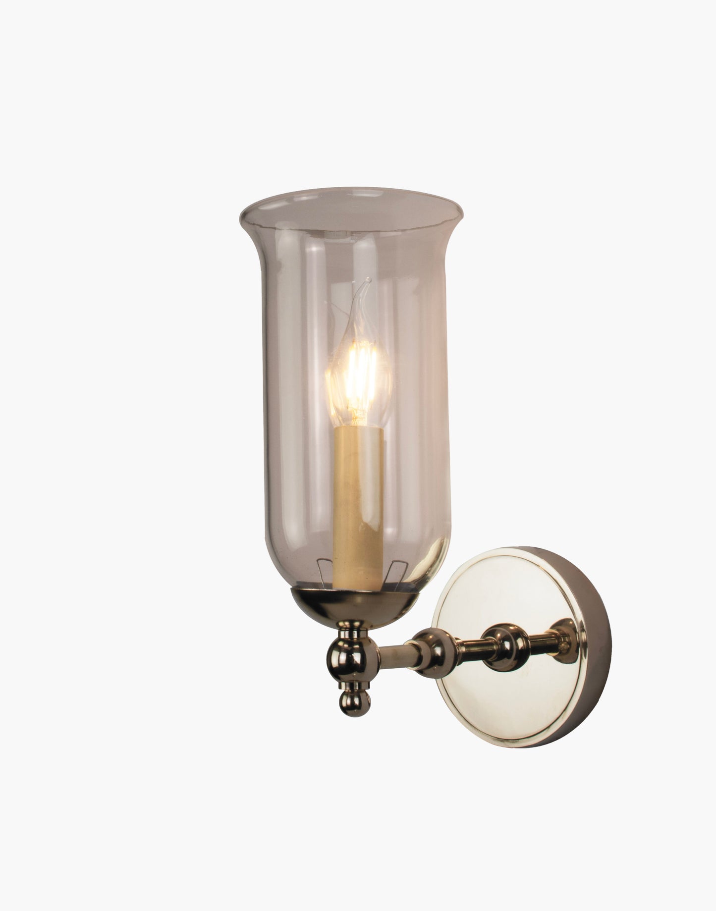 Storm Glass wall sconce single in brass with rustic storm glass shade for bathroom or interior lighting