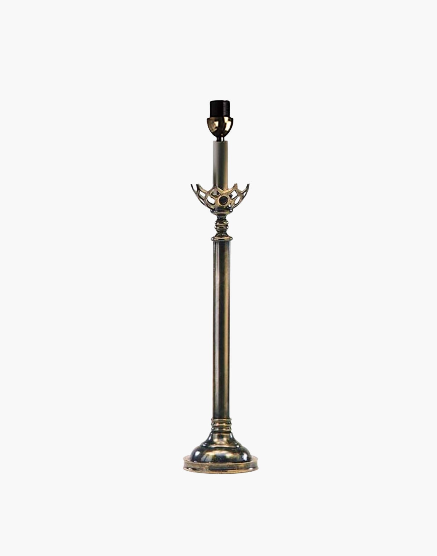 Table lamp in cast brass inspired by original church design from Cork, Ireland, available with soft shade.