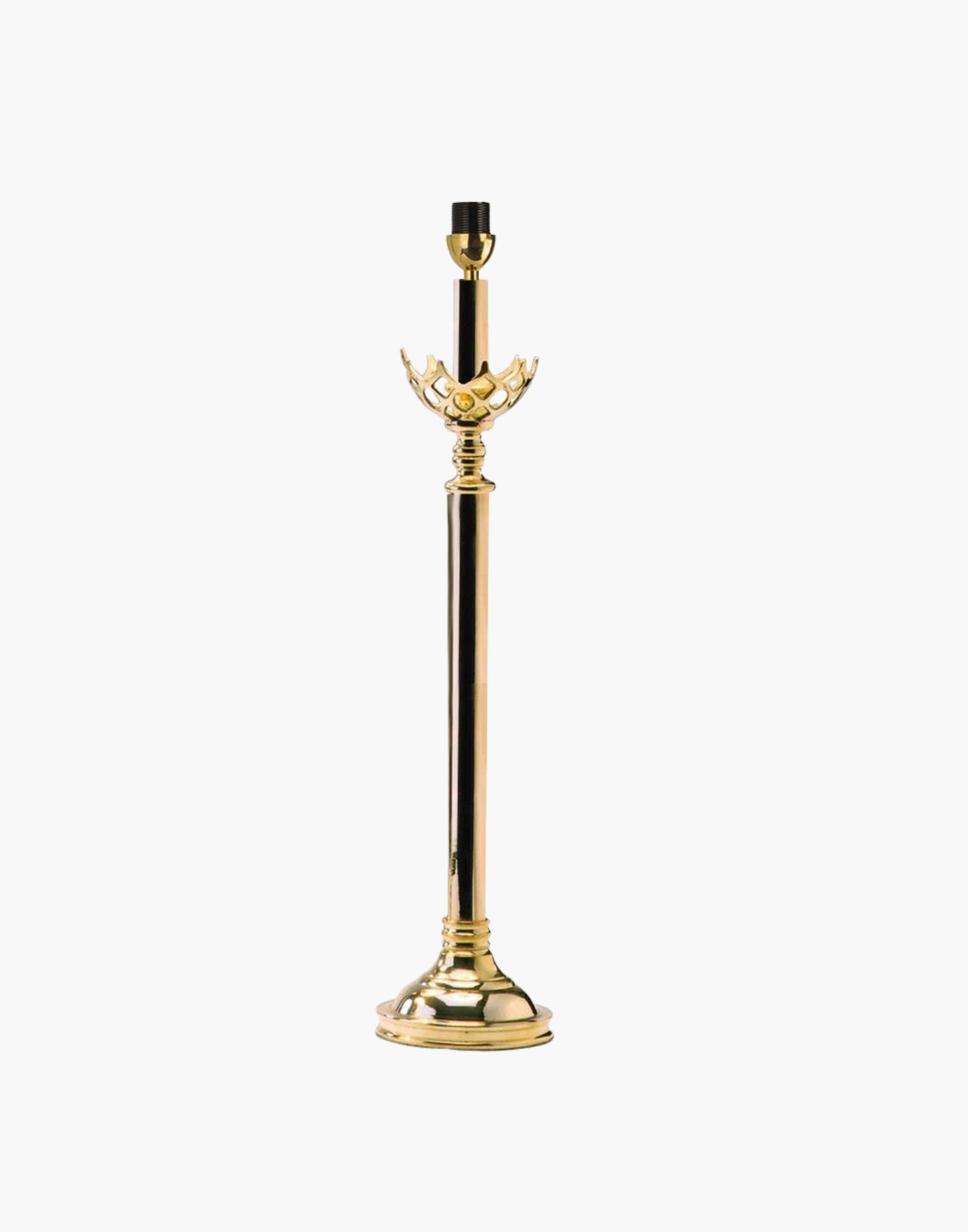 Table lamp in cast brass inspired by original church design from Cork, Ireland, available with soft shade.