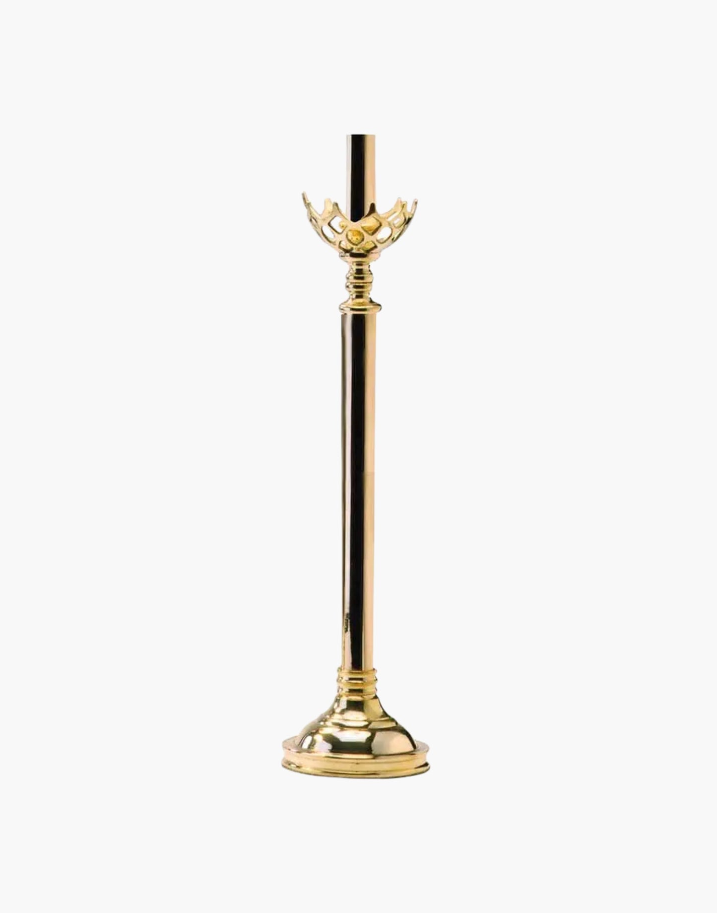 Large Gothic Table Lamp in cast brass, inspired by historic church designs in Cork, Ireland. Available with soft shade options and matching chandeliers and wall lights.