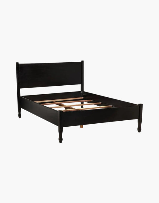 queen bed in hand rubbed black mahogany with clean modern lines