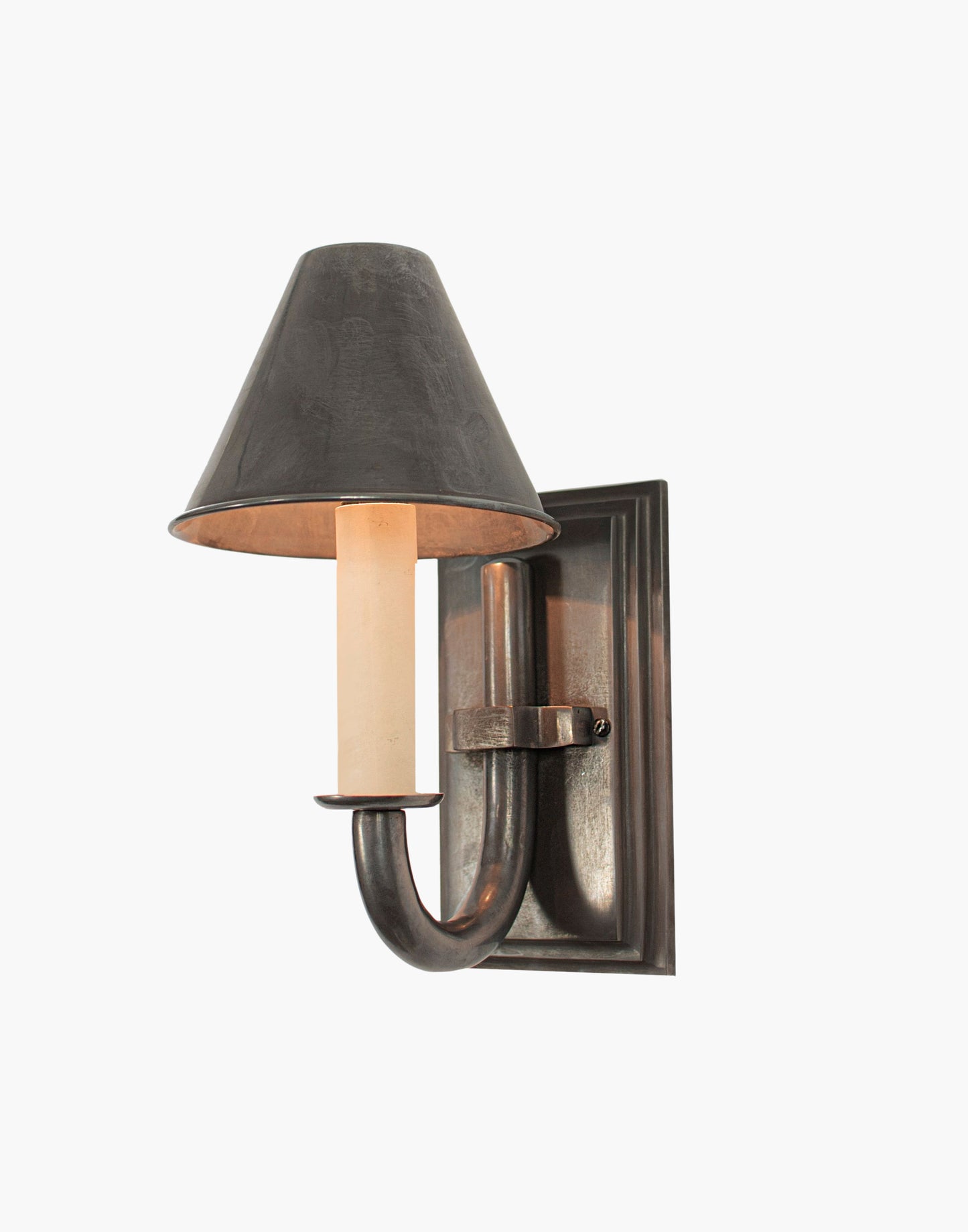 Wall light in cast brass with optional spun brass shade CB55, elegant period wall sconce for small spaces.