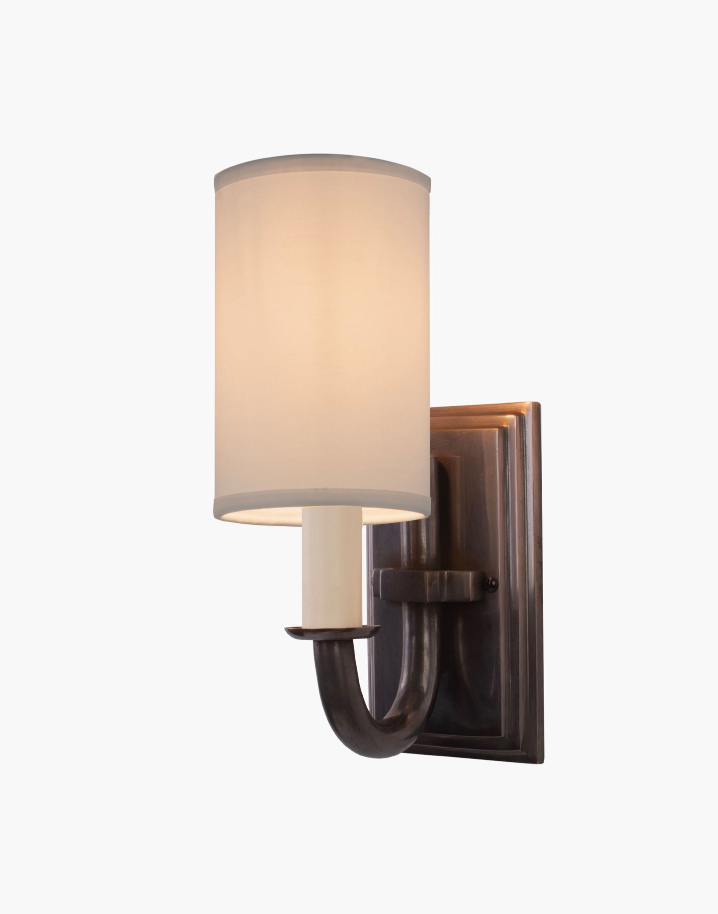 Wall light in cast brass with optional spun brass shade CB55, elegant period wall sconce for small spaces.
