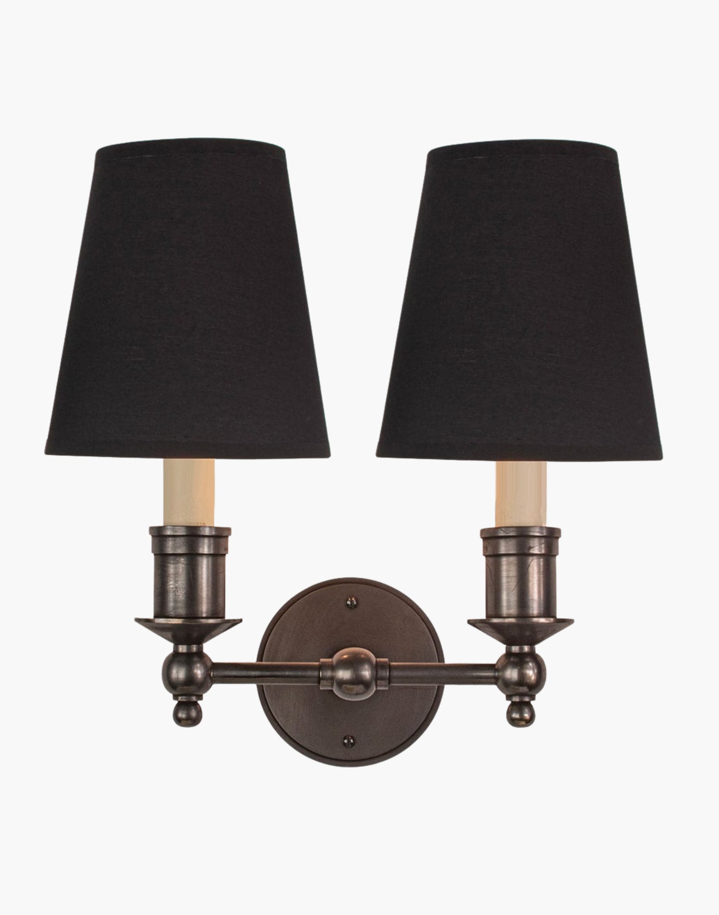 Wall Sconce Twin solid brass wall sconce with optional D6 or D6G shades