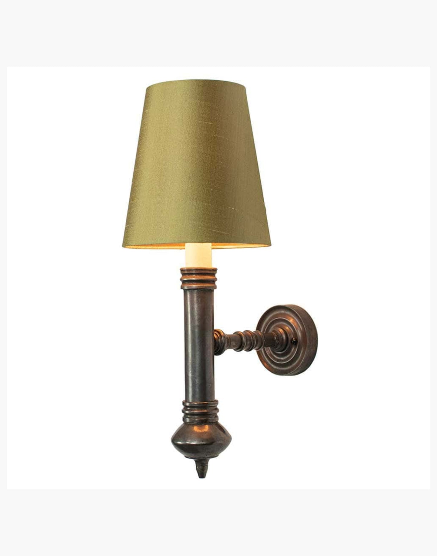 Single Wall Sconce in cast brass, small period-style wall light suitable for mirrors or artwork.