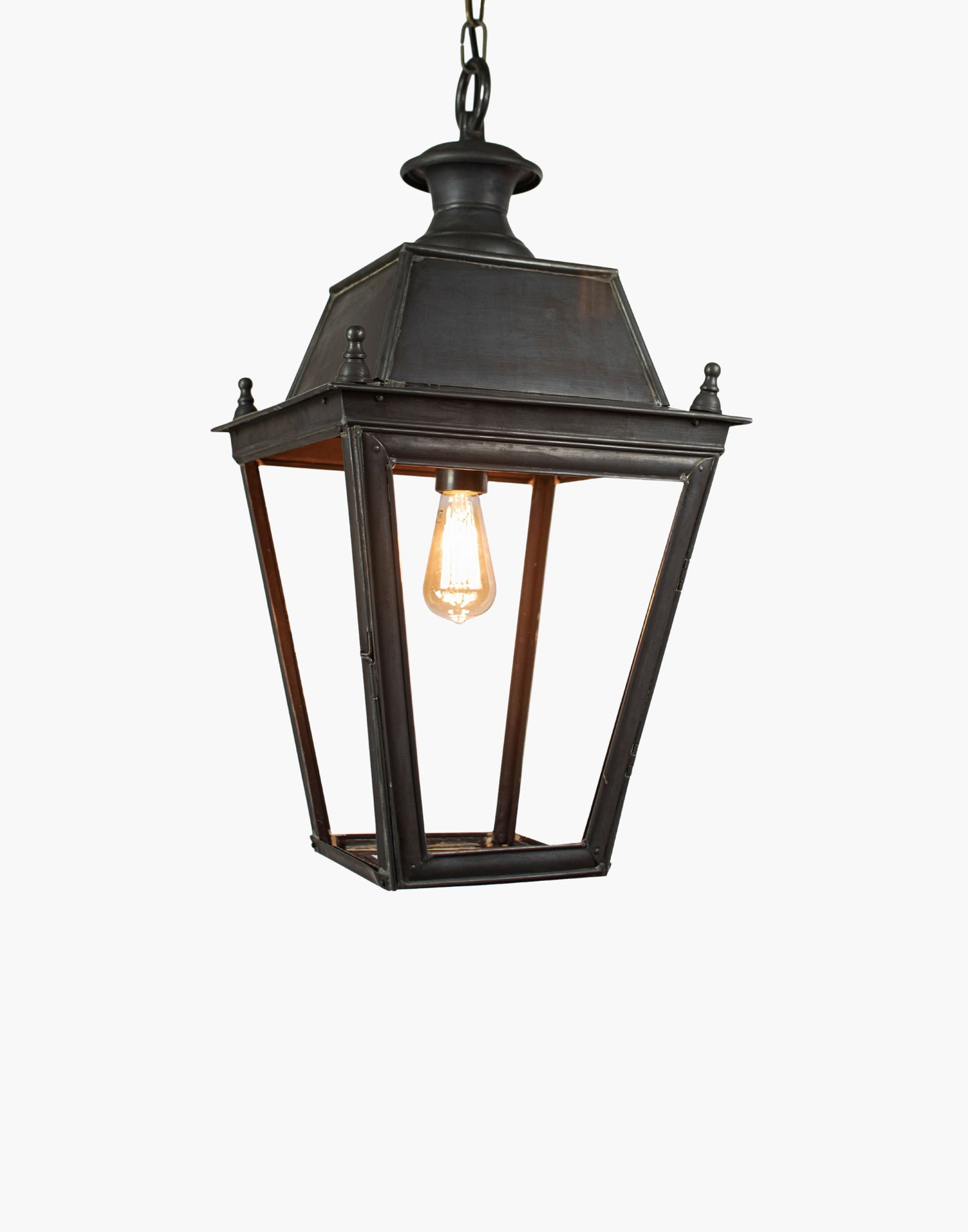 Large Victorian-style hanging lantern handmade in solid brass and copper, crafted using traditional methods, ideal for period properties