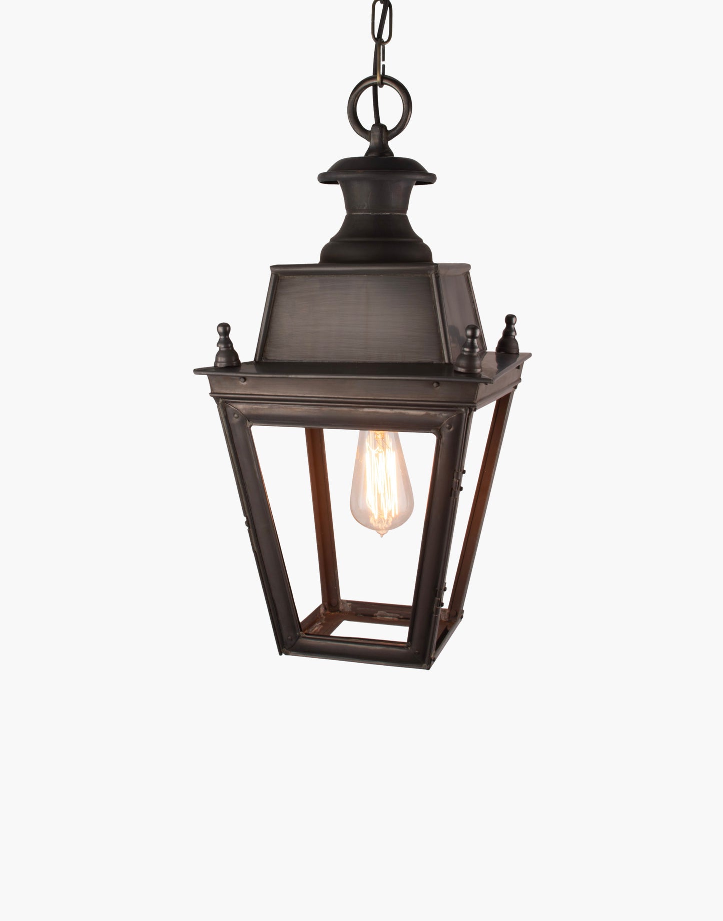 Victorian-style hanging lantern handmade in solid brass and copper, crafted using traditional methods, ideal for period properties
