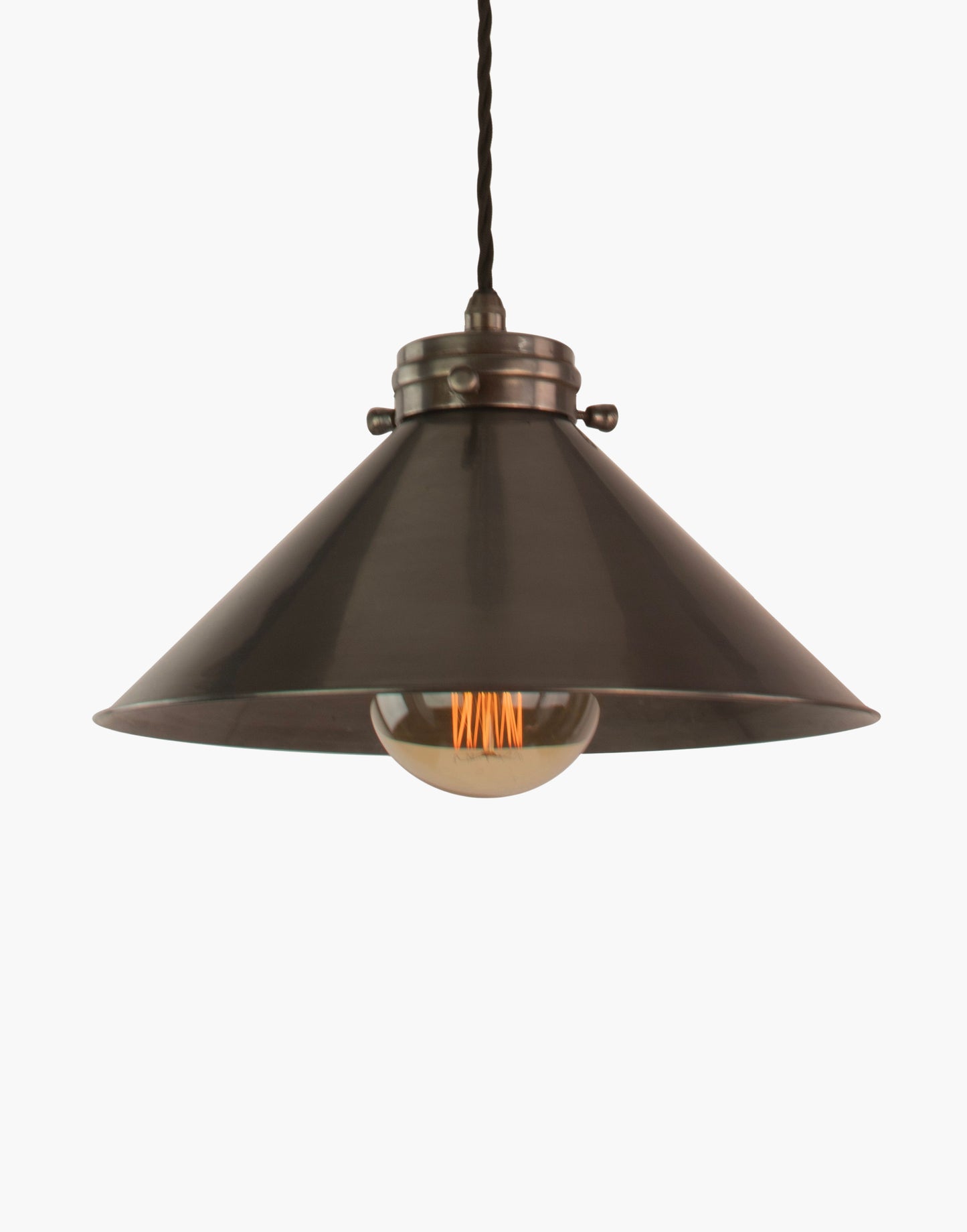 Small Brass Pendant Light with adjustable height and solid brass shade, versatile interior pendant for task or ambient lighting
