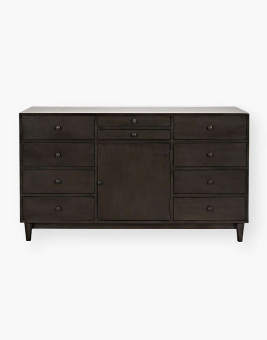 Mahogany and Veneer Chest with drawers and brass pulls.