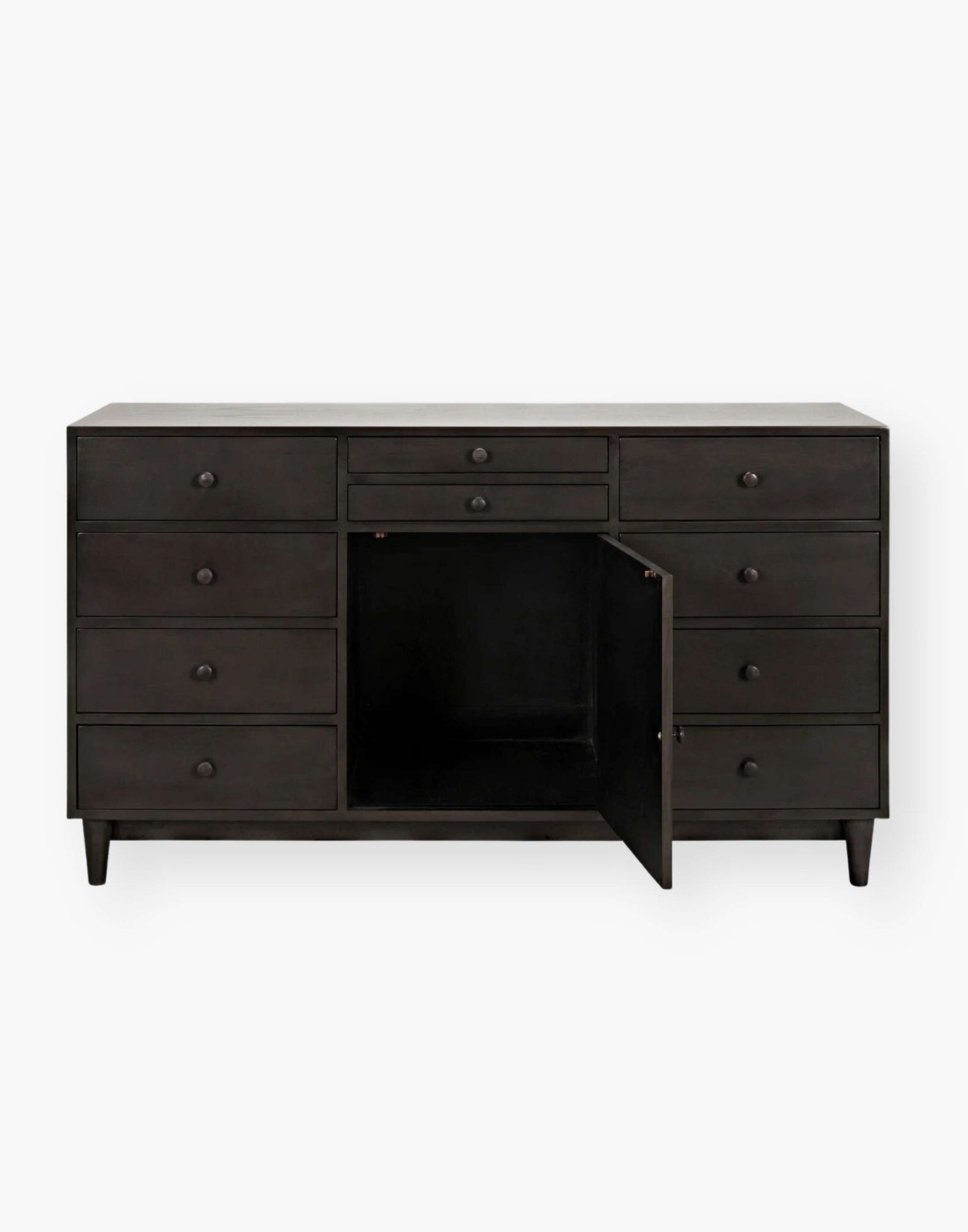 Mahogany and Veneer Chest with drawers and brass pulls.