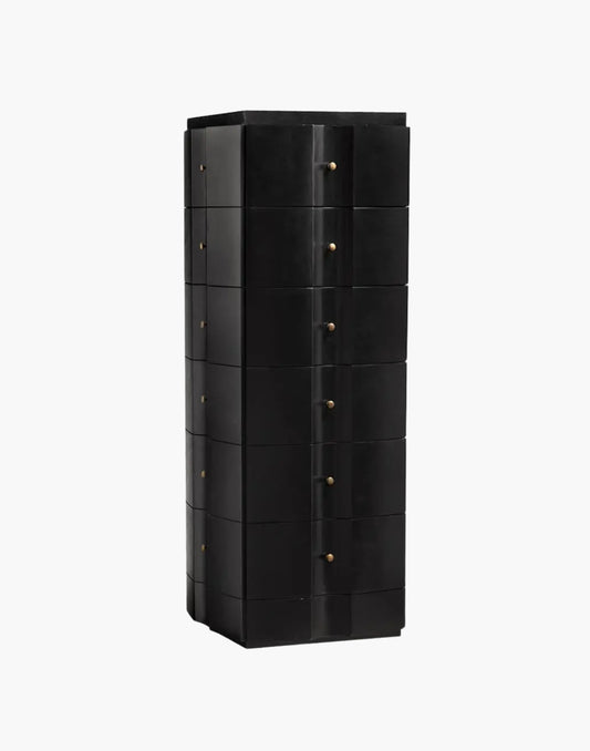 tallboy chest with tall narrow silhouette and clean modern design