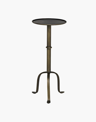 Metal side table with Victorian-inspired design and Aged Brass finish.