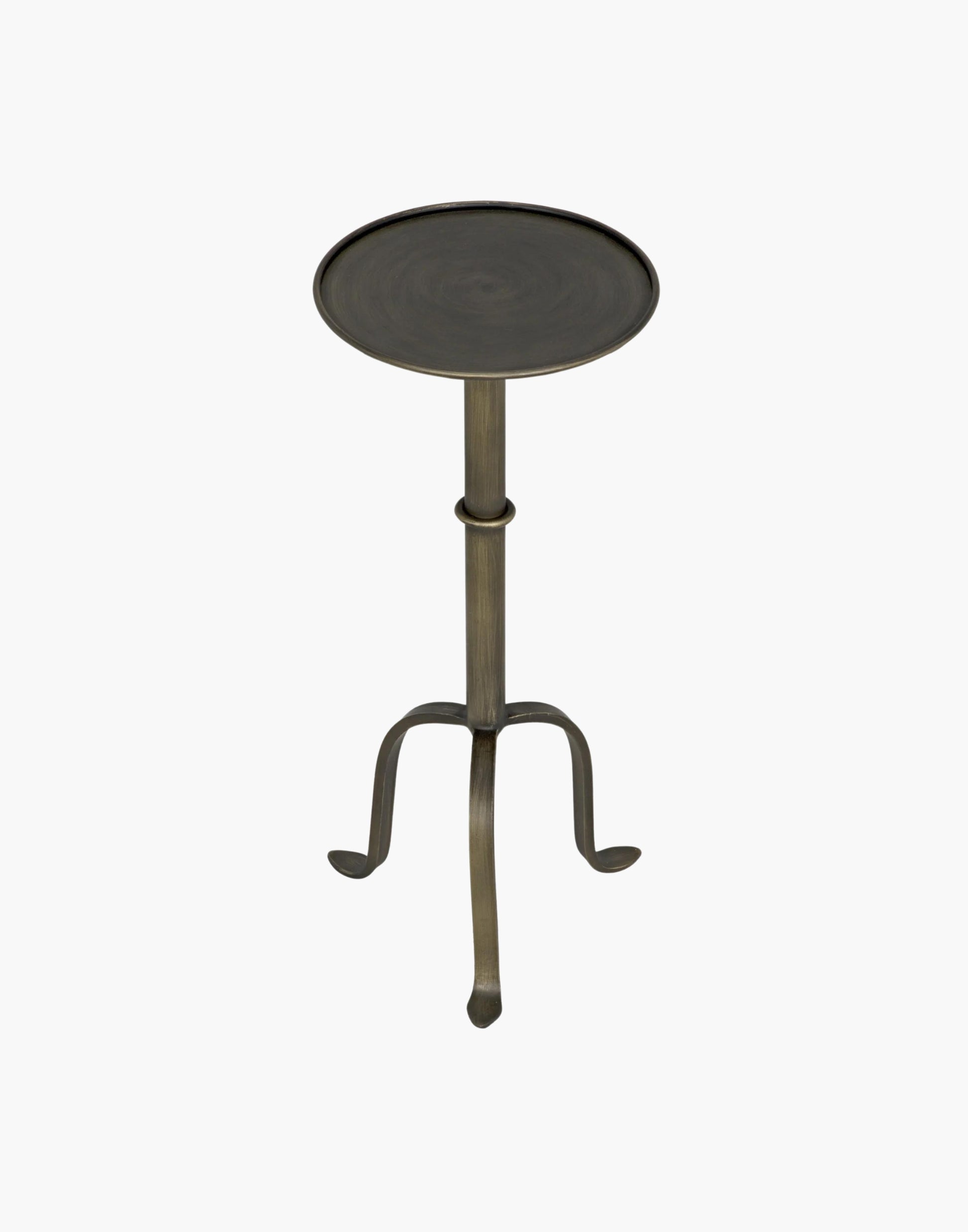 Metal side table with Victorian-inspired design and Aged Brass finish.