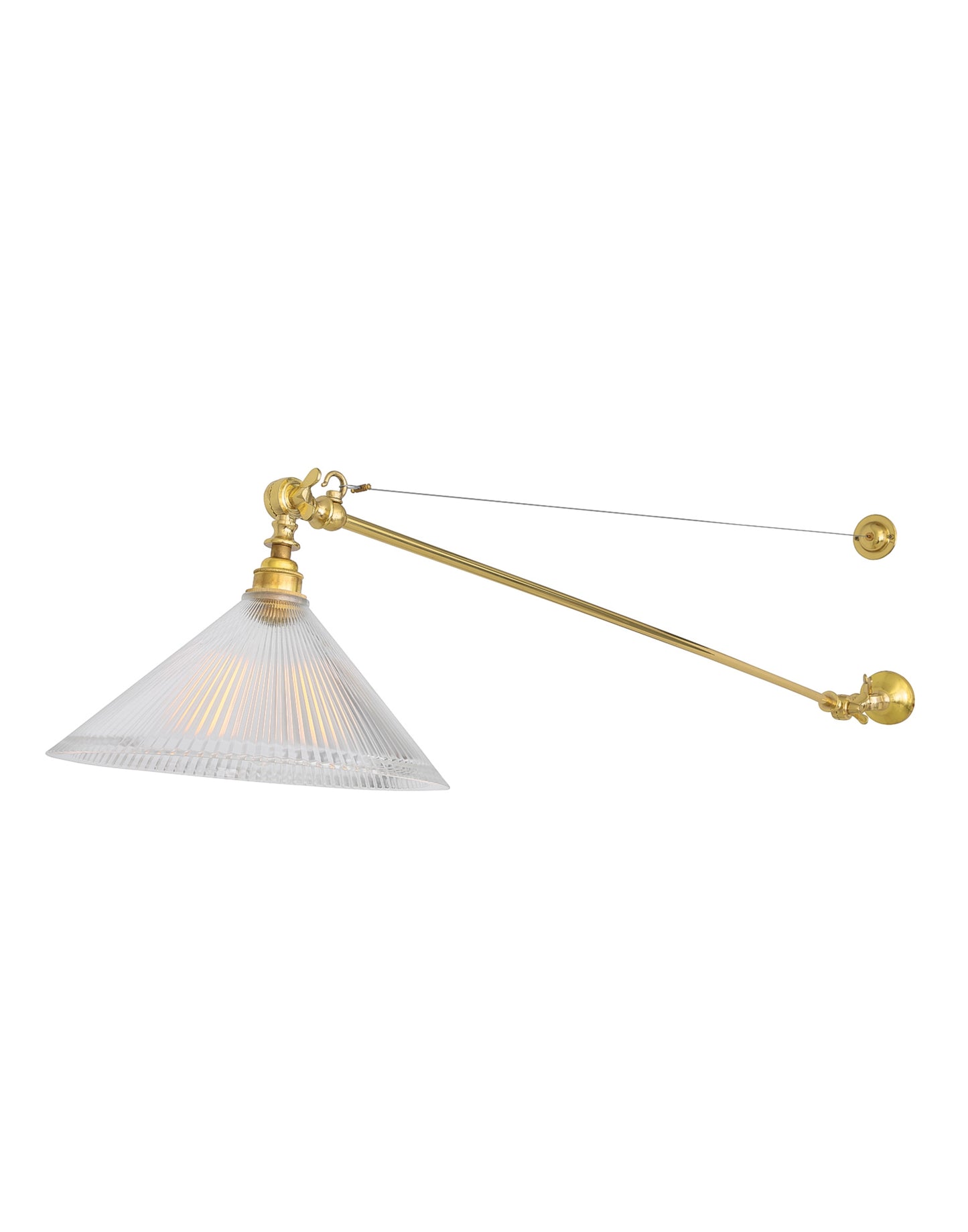 Prismatic Glass Adjustable Wall Sconce brass arm, tilting glass shade, directional lighting for bedrooms, living areas, and reading nooks