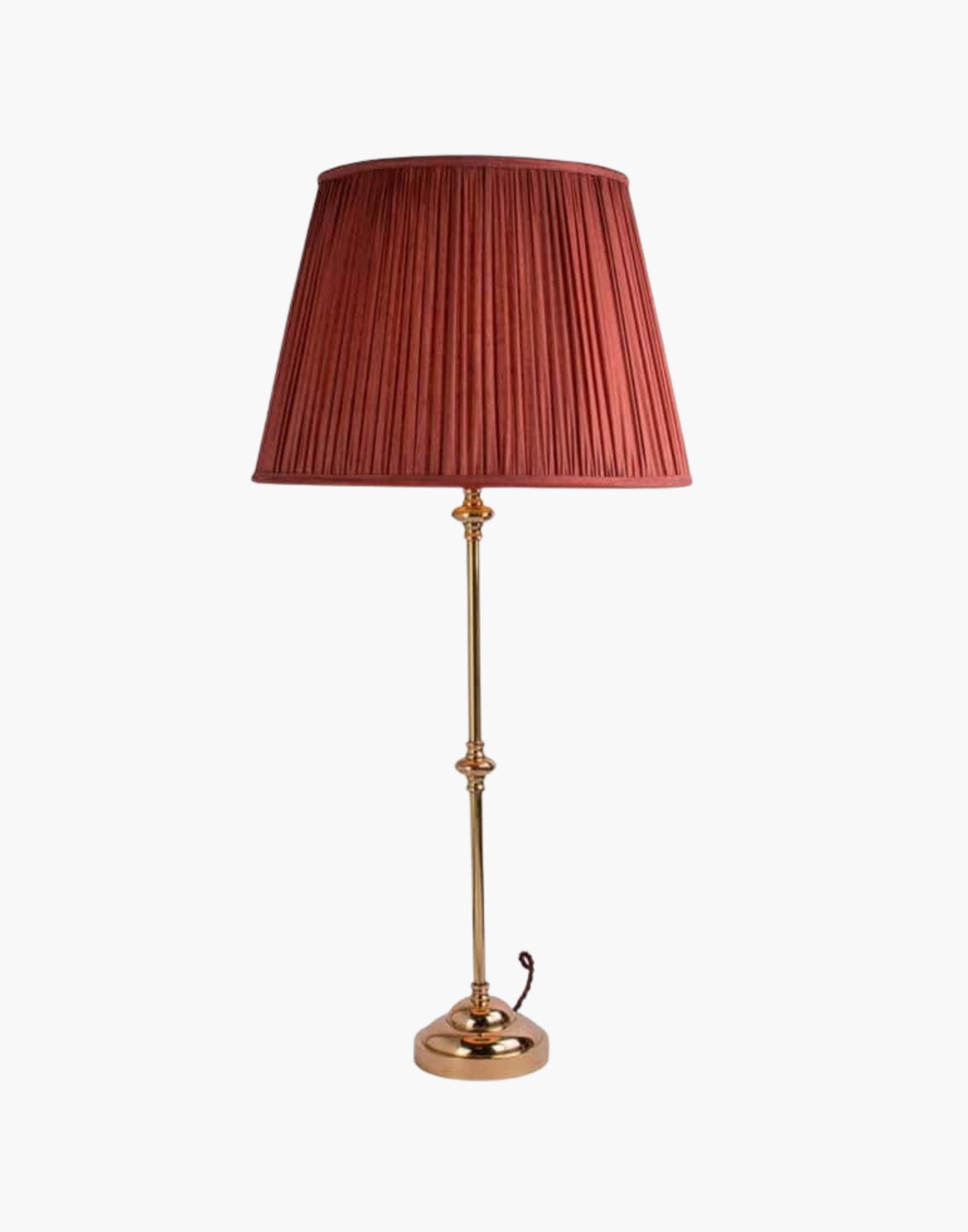 Solid brass table lamp with narrow profile, classic period console lamp available with or without shade.