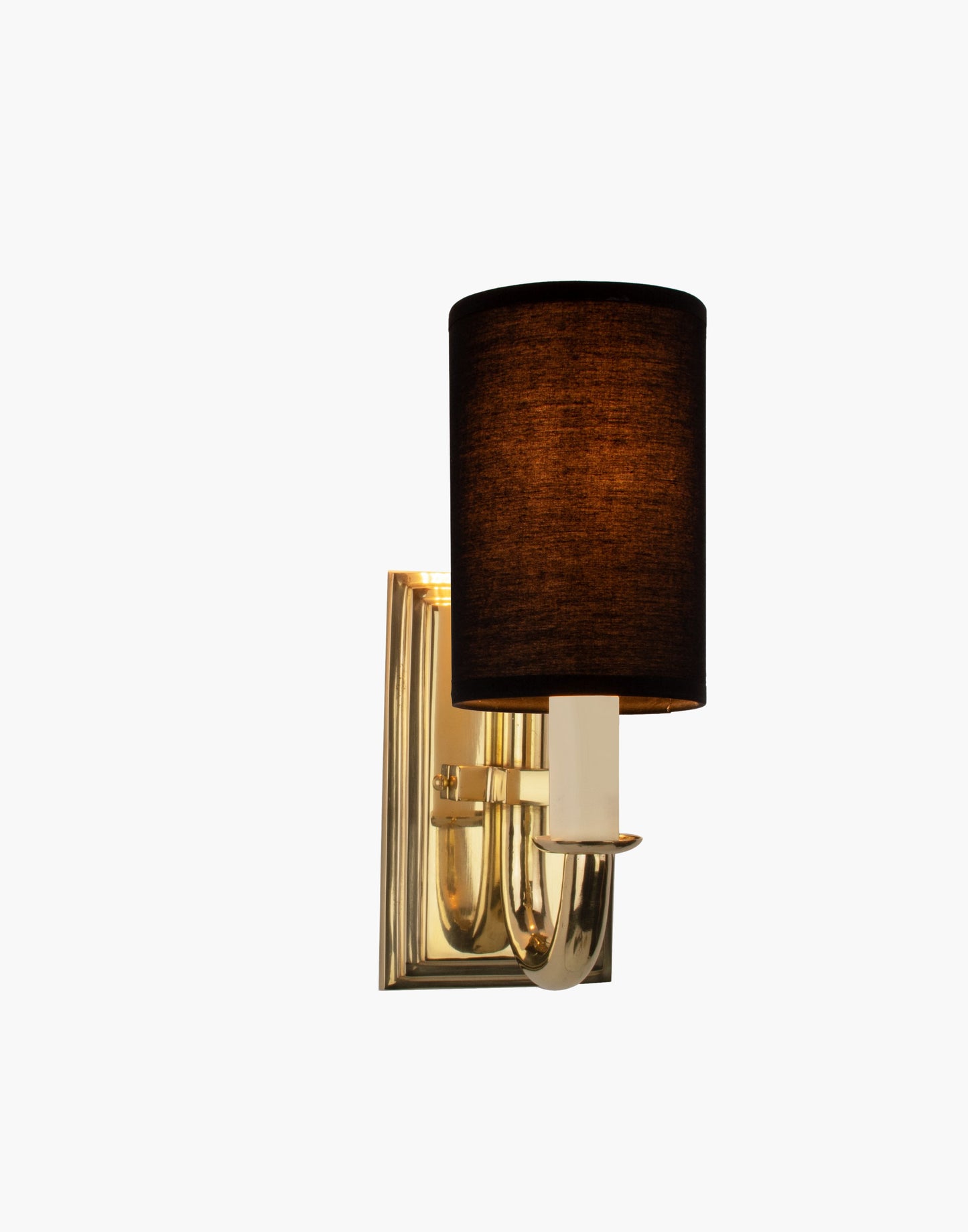 Wall light in cast brass with optional spun brass shade CB55, elegant period wall sconce for small spaces.