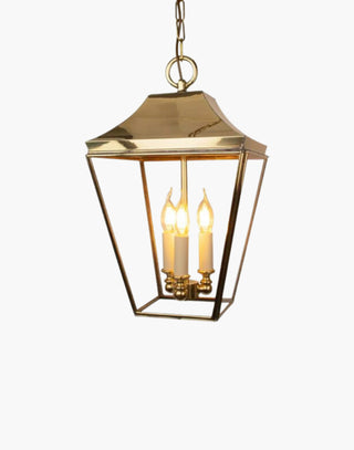 Knightsbridge Pendant (Medium) with 3-light cluster, handmade in solid brass. Elegant porch and hall lantern, ideal for traditional home lighting. Includes 19.5″ chain and ceiling canopy. Perfect for classic and timeless interiors.