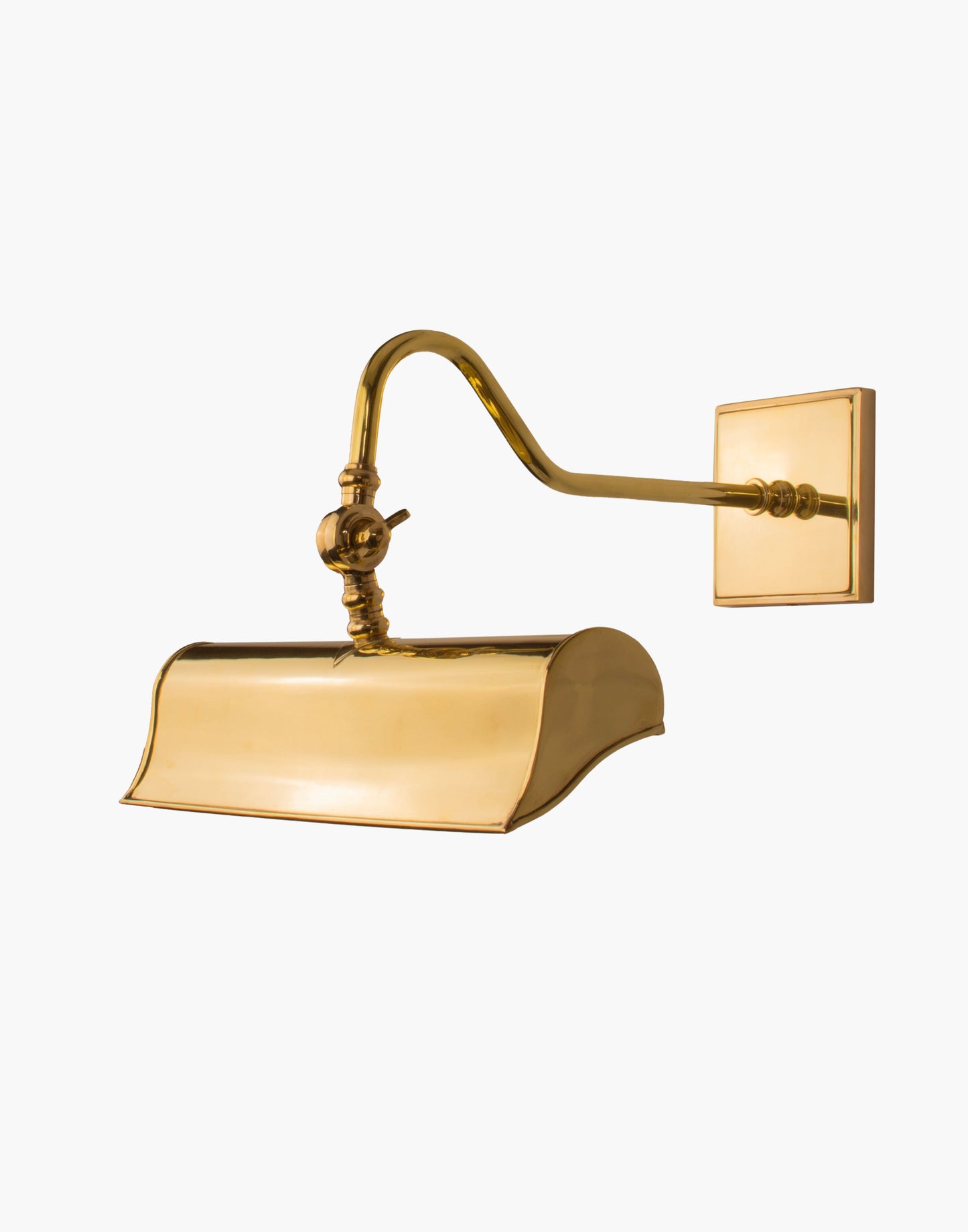 Small Trough Picture Light in solid brass with cast brass backplate and adjustable banjo joints, inspired by original Blenheim Palace picture lights, designed to illuminate artwork