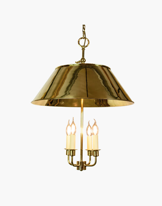 Pendant light handmade in solid brass, Regency-style hanging pendant with chain and ceiling rose.