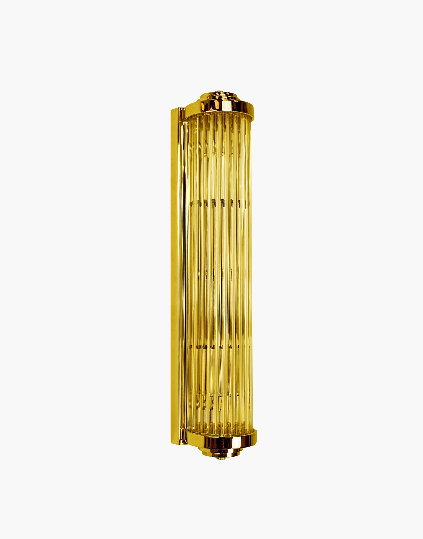 Art Deco Wall Light in cast brass with leaded glass rods, damp-rated feature wall sconce for elegant interiors.