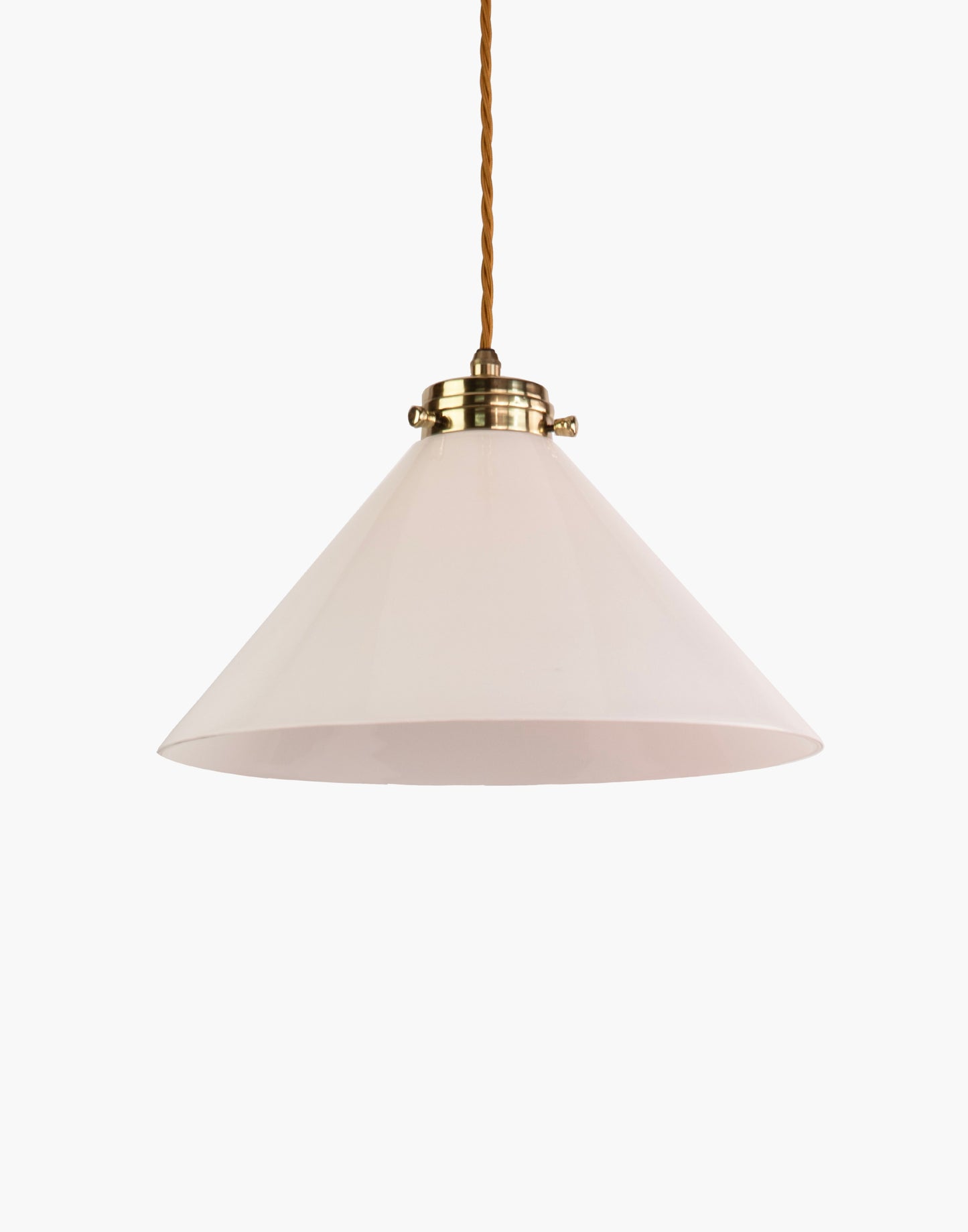 Brass pendant light with adjustable height and silk flex, classic transitional design for interior spaces