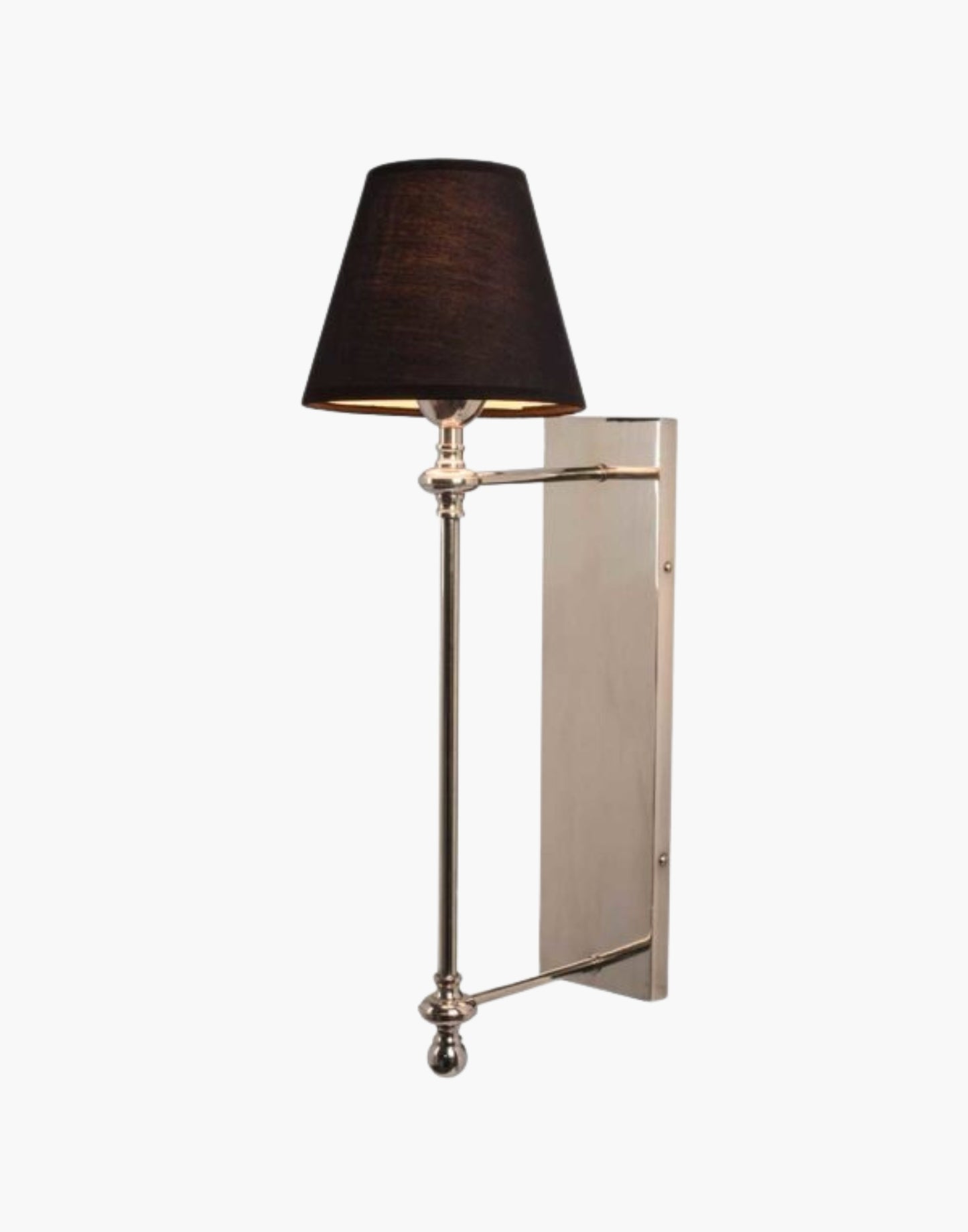Nickel Finish with Black Shade Provencal wall lights: Elegant cast brass fixtures inspired by 19th-century French design. Customizable shades available.