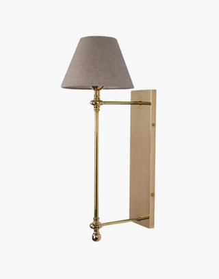 Polished Lacquered Finish with Natural Linen Shade Provencal wall lights: Elegant cast brass fixtures inspired by 19th-century French design. Customizable shades available.