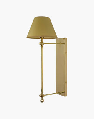 Polished Lacquered Finish with Natural Silk Shade Provencal wall lights: Elegant cast brass fixtures inspired by 19th-century French design. Customizable shades available.