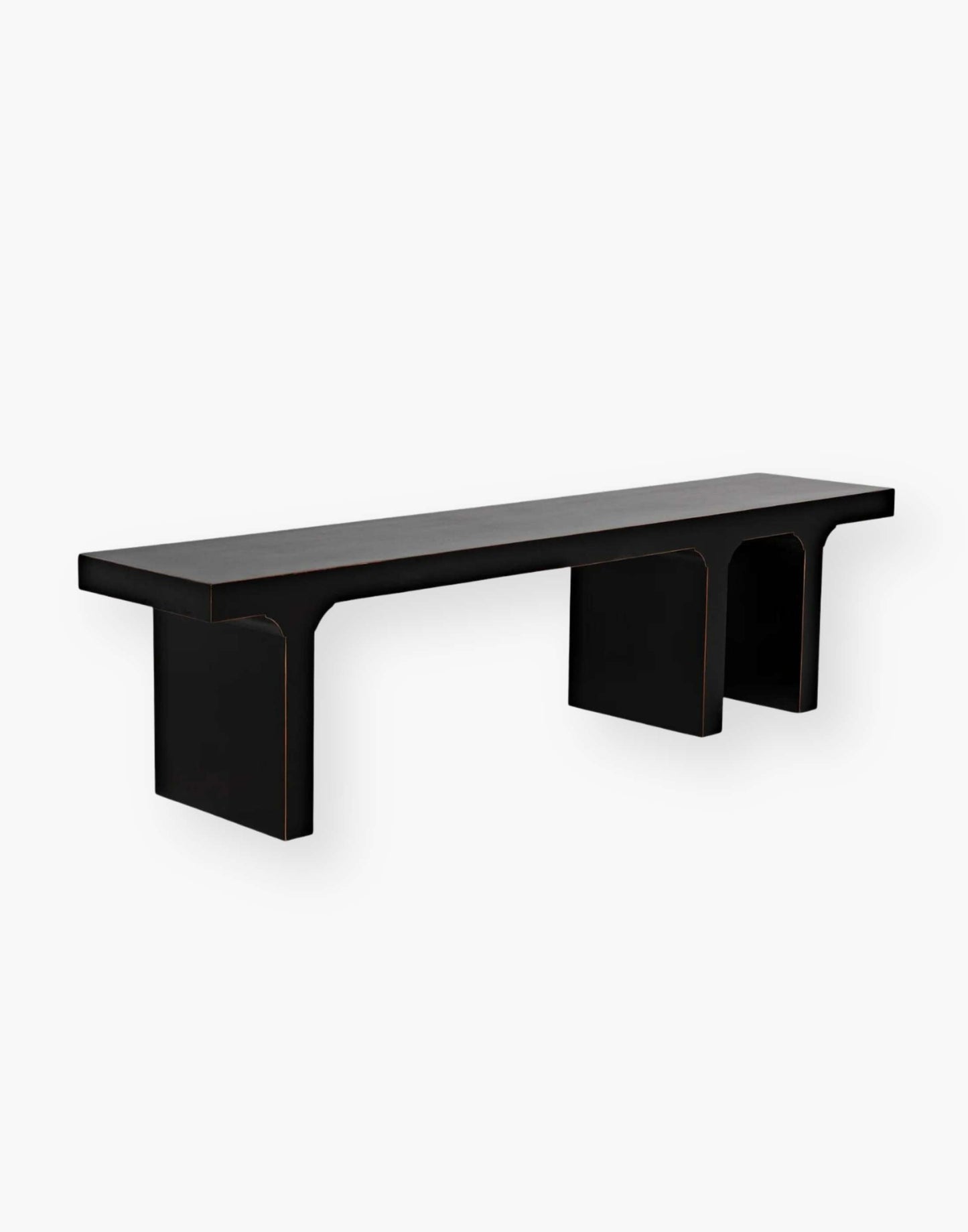 Hand-rubbed black mahogany bench with traditional arches and modern Parson's style in versatile Hand Rubbed Black finish