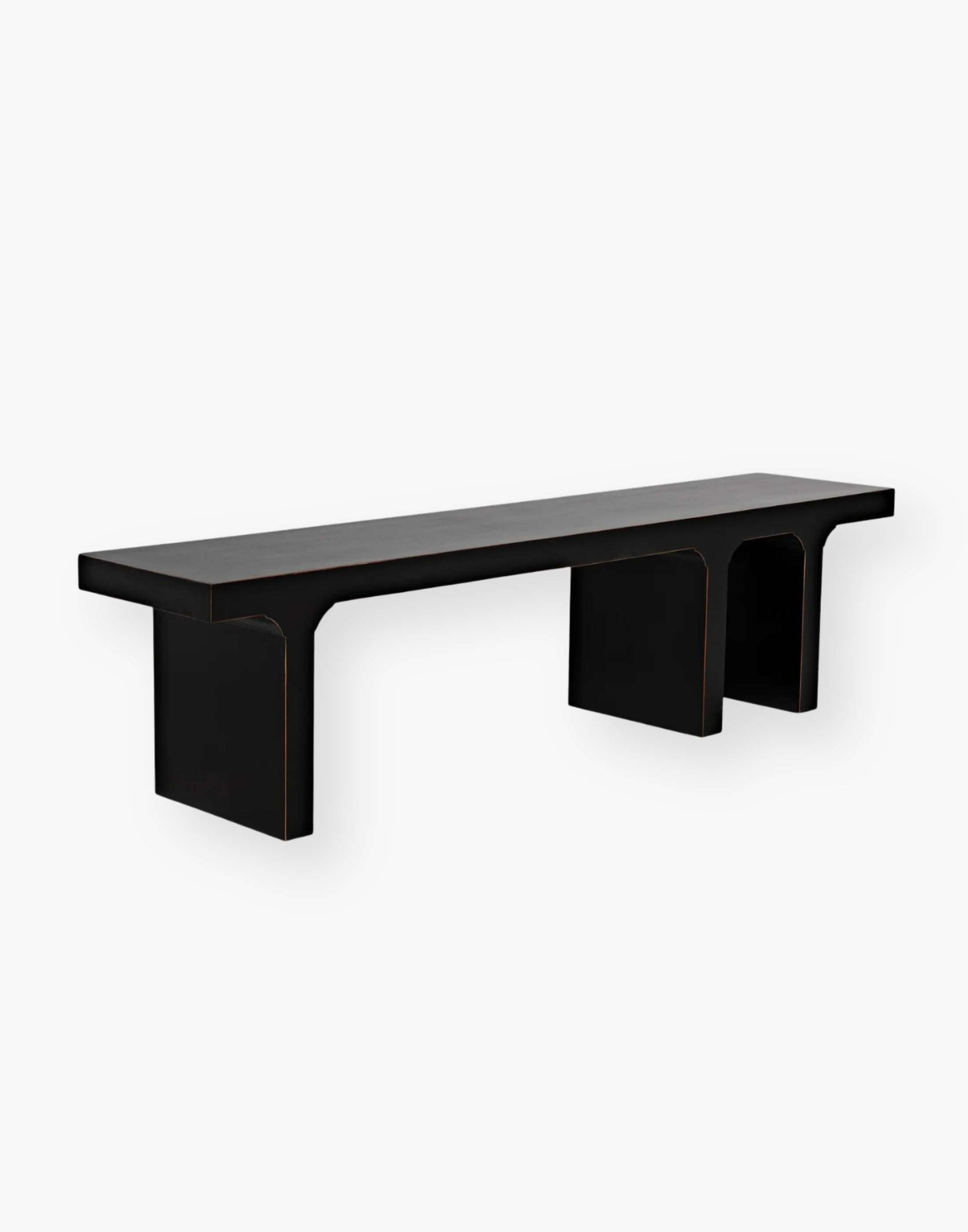 Hand-rubbed black mahogany bench with traditional arches and modern Parson's style in versatile Hand Rubbed Black finish