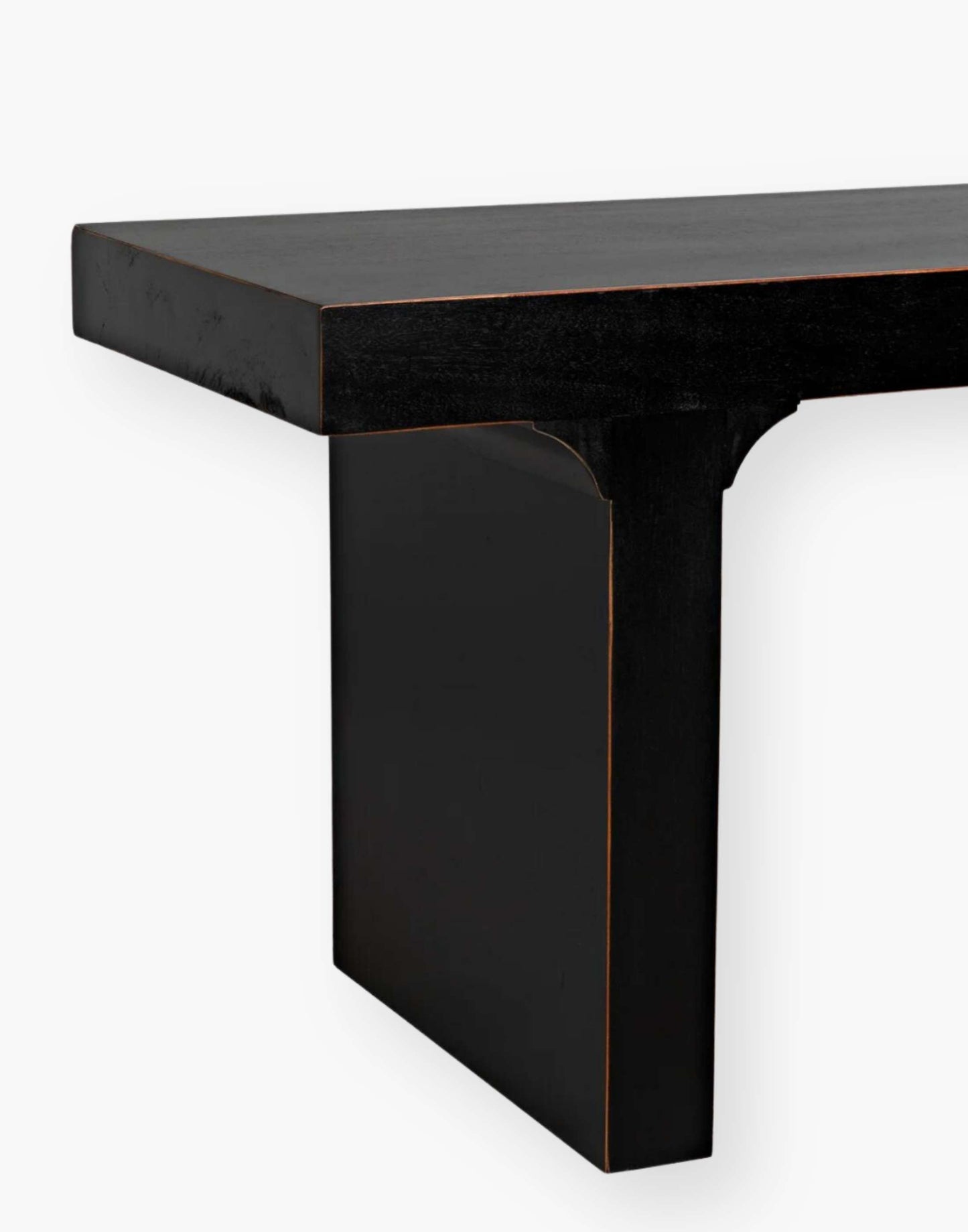 Hand-rubbed black mahogany bench with traditional arches and modern Parson's style in versatile Hand Rubbed Black finish