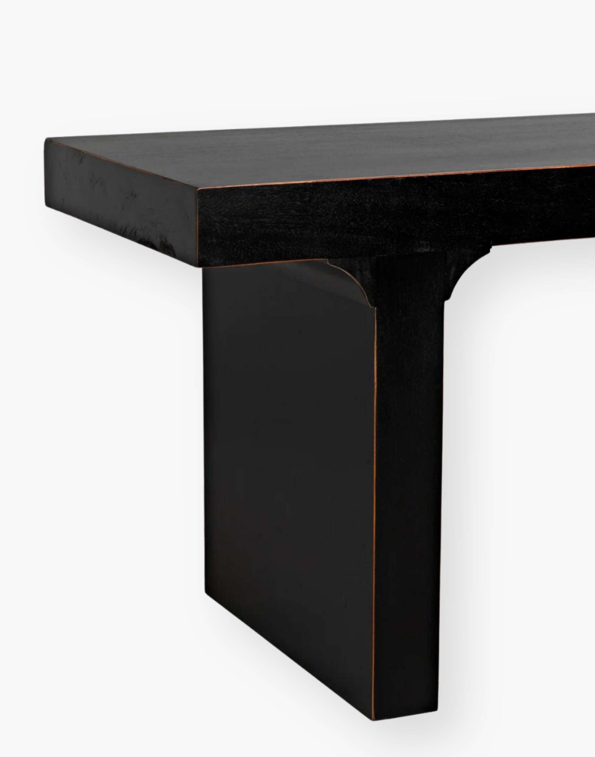 Hand-rubbed black mahogany bench with traditional arches and modern Parson's style in versatile Hand Rubbed Black finish