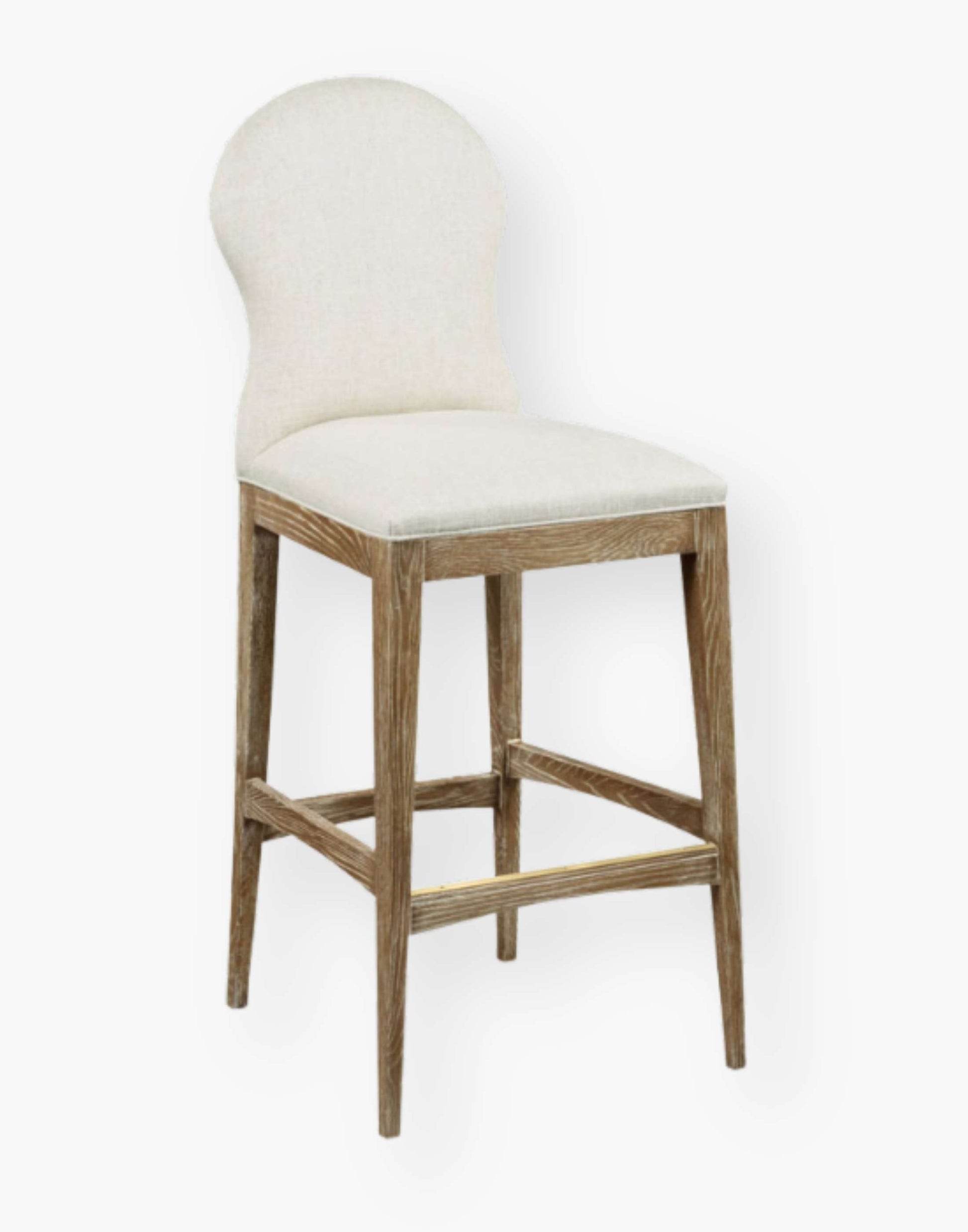 An upholstered seat over tapering chamfered corner posts joined by chamfered stretchers. Crafted from oak solids finished in a Vintage hue.