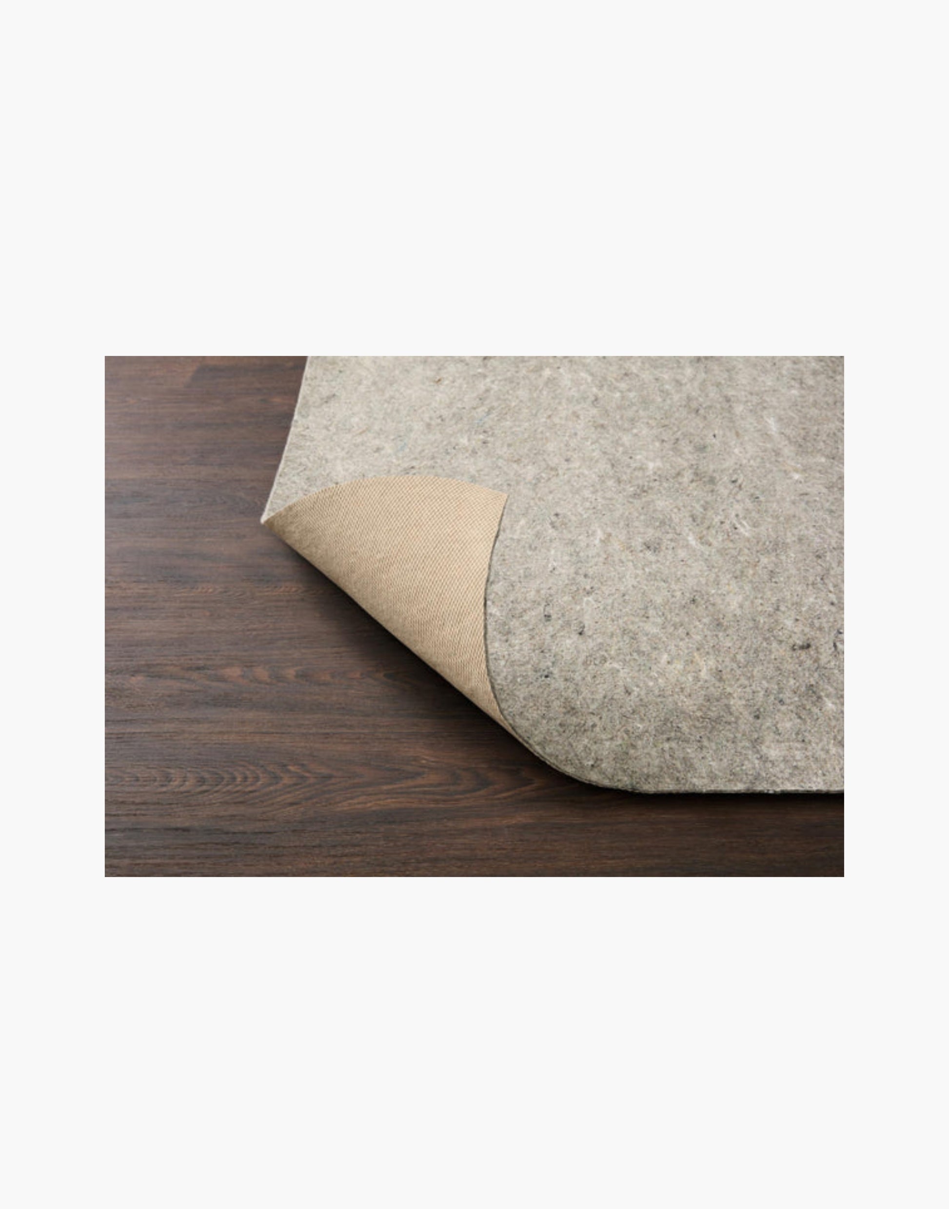 Grey 1/8 inch all-surface rug pad with rubber backing, non-slip cushioning, fits any rug size