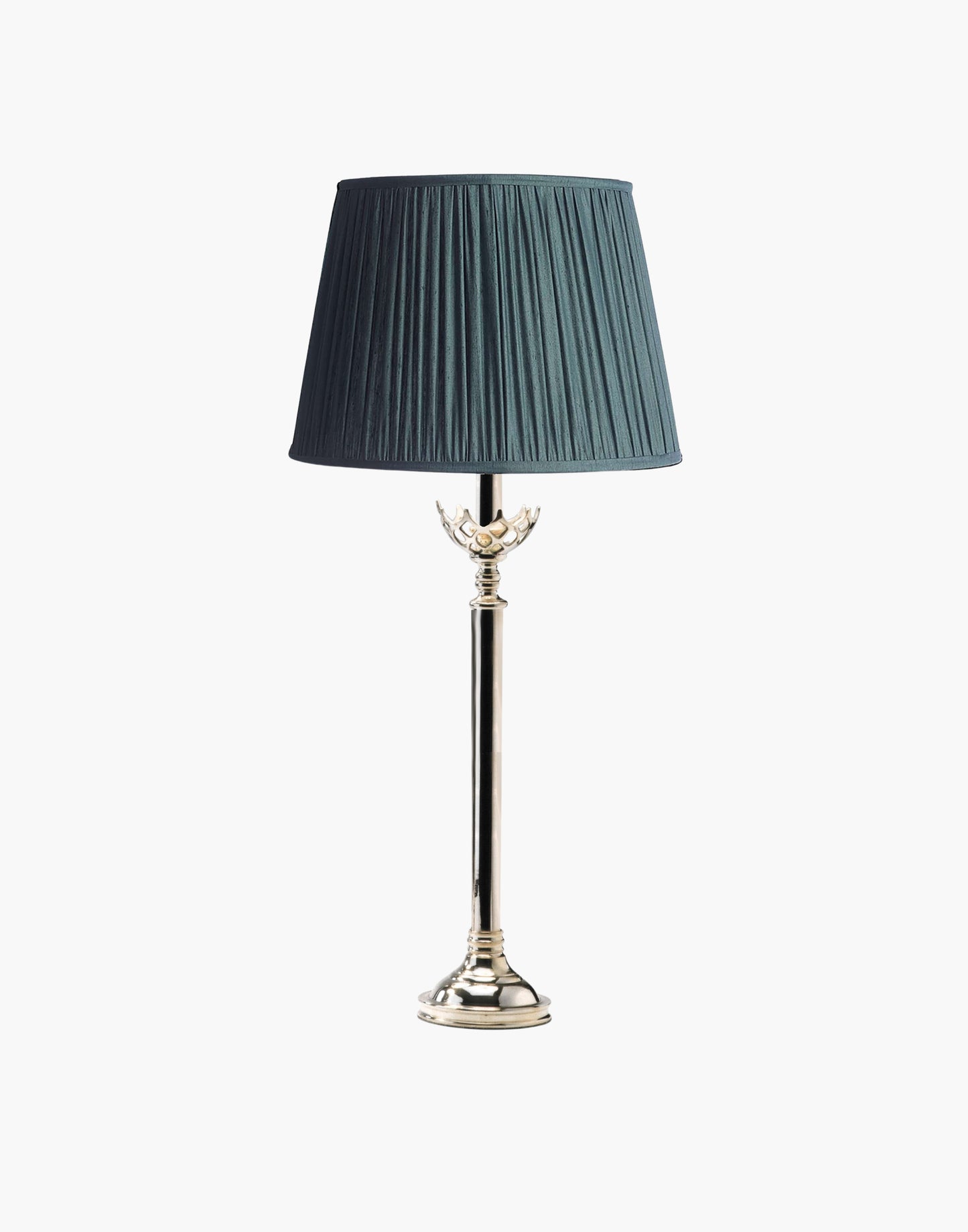Table lamp in cast brass inspired by original church design from Cork, Ireland, available with soft shade.