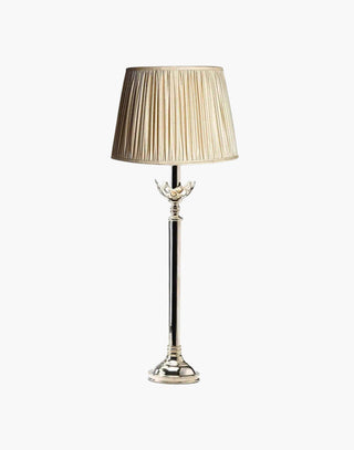 Large Gothic Table Lamp in cast brass, inspired by historic church designs in Cork, Ireland. Available with soft shade options and matching chandeliers and wall lights.