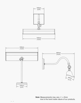 Specs for Blenheim Trough Picture Light, Small | Solid Brass | Adjustable Banjo Joints | Handcrafted Period Lighting | Inspired by Blenheim Palace | Enhance Artwork | Timeless Elegance