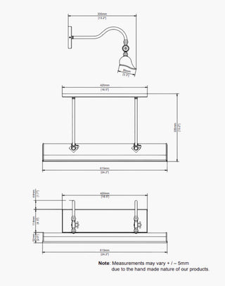 SPECS | Blenheim 24″ Trough Picture Light | Solid Brass | Adjustable Banjo Joints | Handcrafted Period Lighting | Inspired by Blenheim Palace | Enhance Artwork | Timeless Elegance